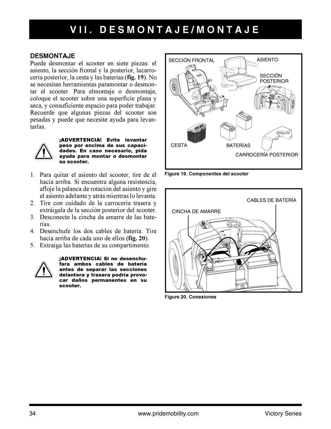 Pride Mobility SC610/SC710 manual I . D E S M O N T a J E / M O N T a J E, Desmontaje 