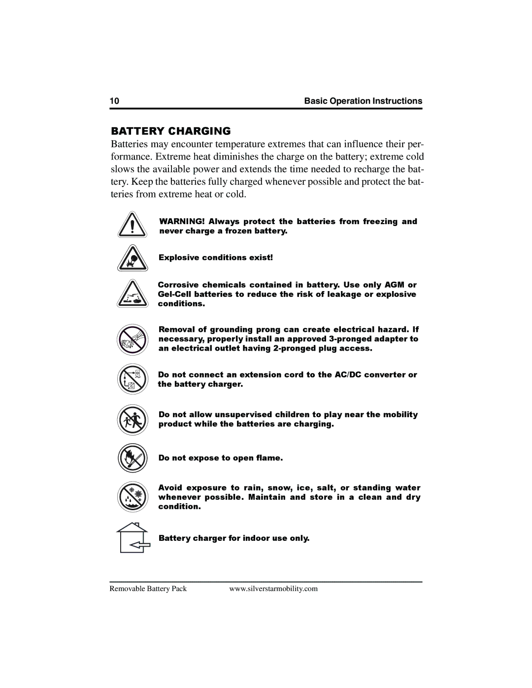 Pride Mobility SilverStar manual Battery Charging 