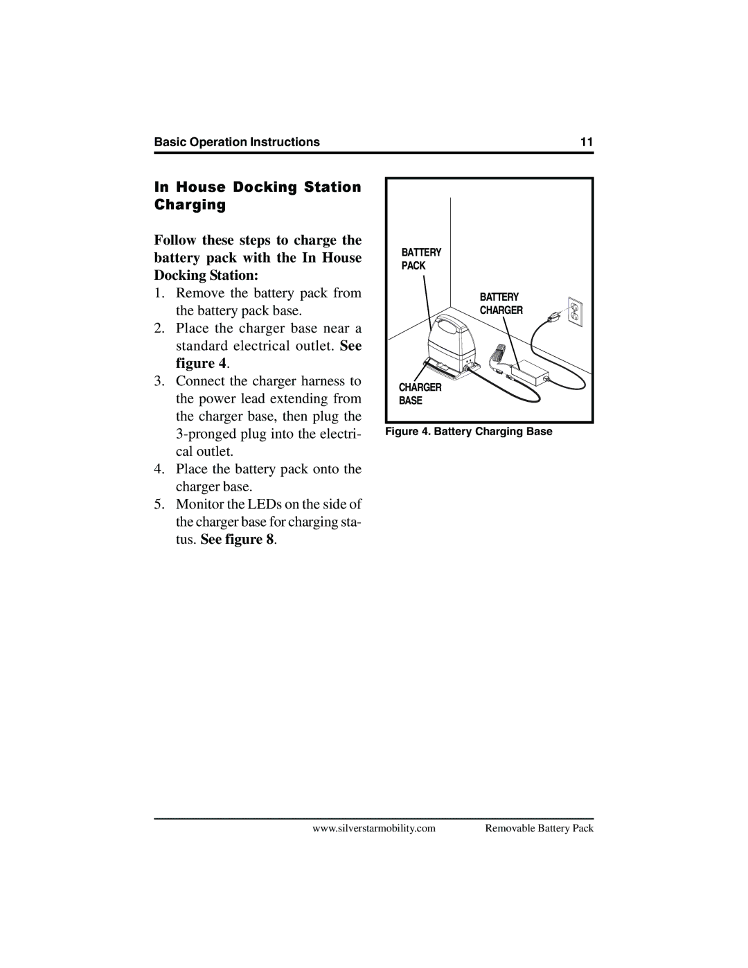 Pride Mobility SilverStar House Docking Station Charging, Follow these steps to charge, Battery pack with the In House 