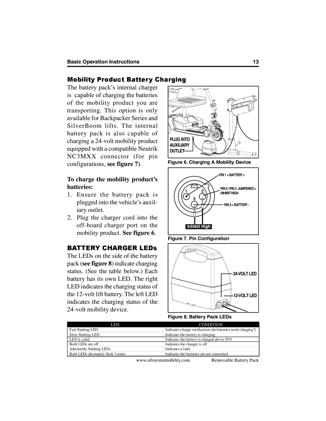 Pride Mobility SilverStar manual Mobility Product Battery Charging, To charge the mobility product’s batteries 