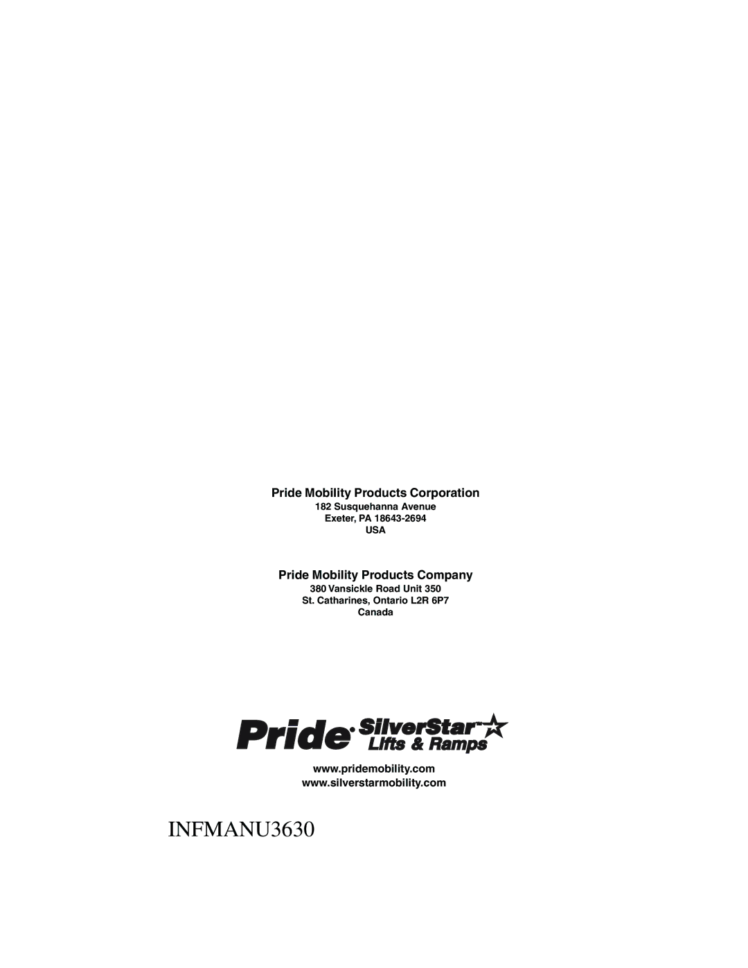 Pride Mobility SilverStar manual INFMANU3630 