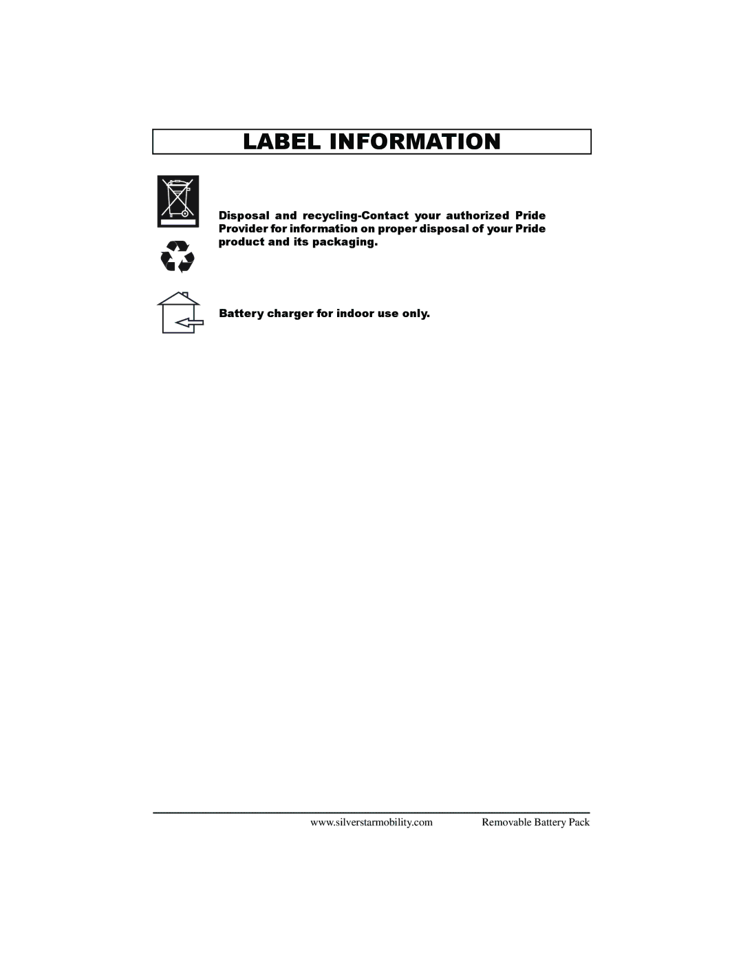 Pride Mobility SilverStar manual Label Information 