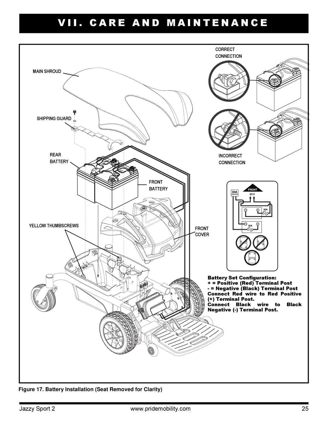 Pride Mobility Sport 2 manual Battery Installation Seat Removed for Clarity 