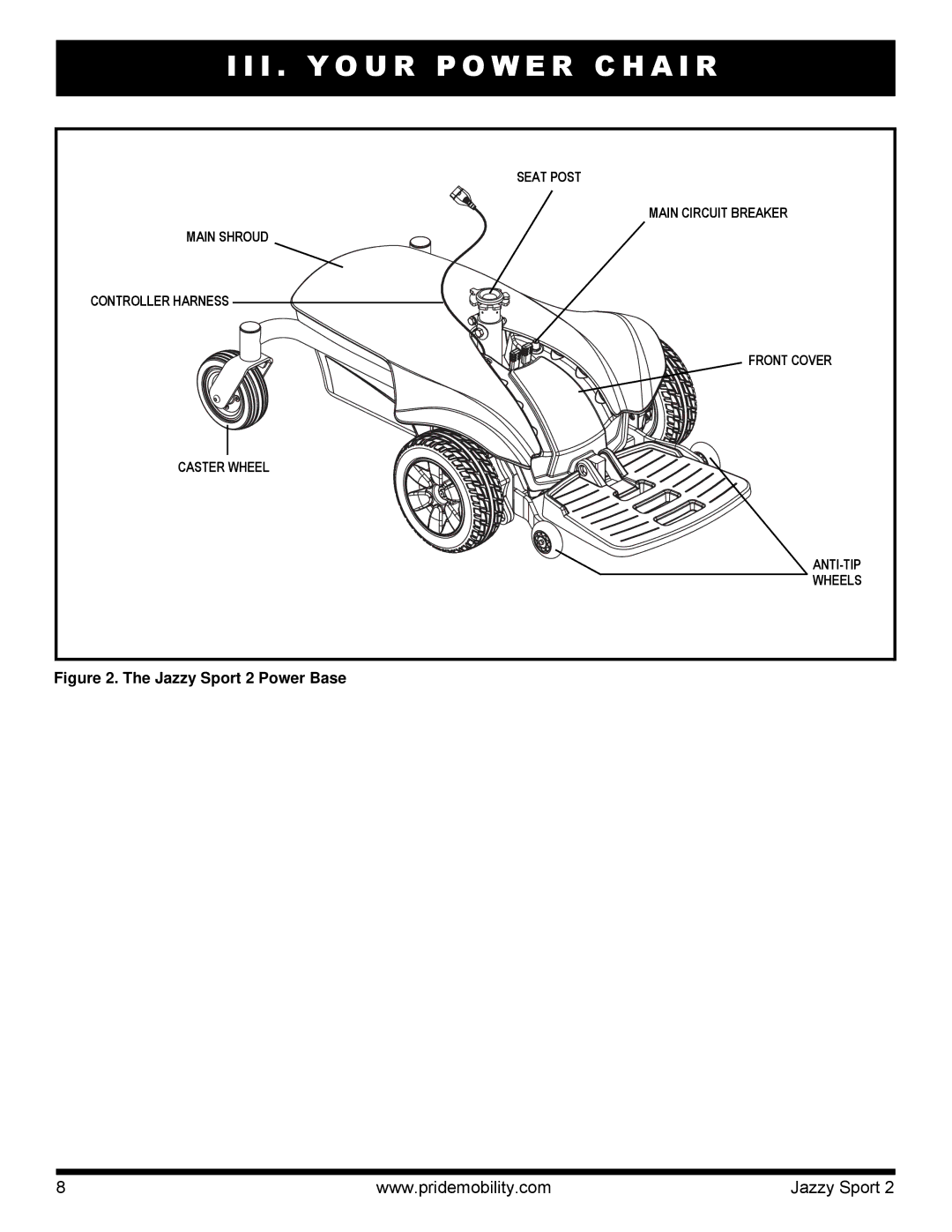 Pride Mobility manual Jazzy Sport 2 Power Base 