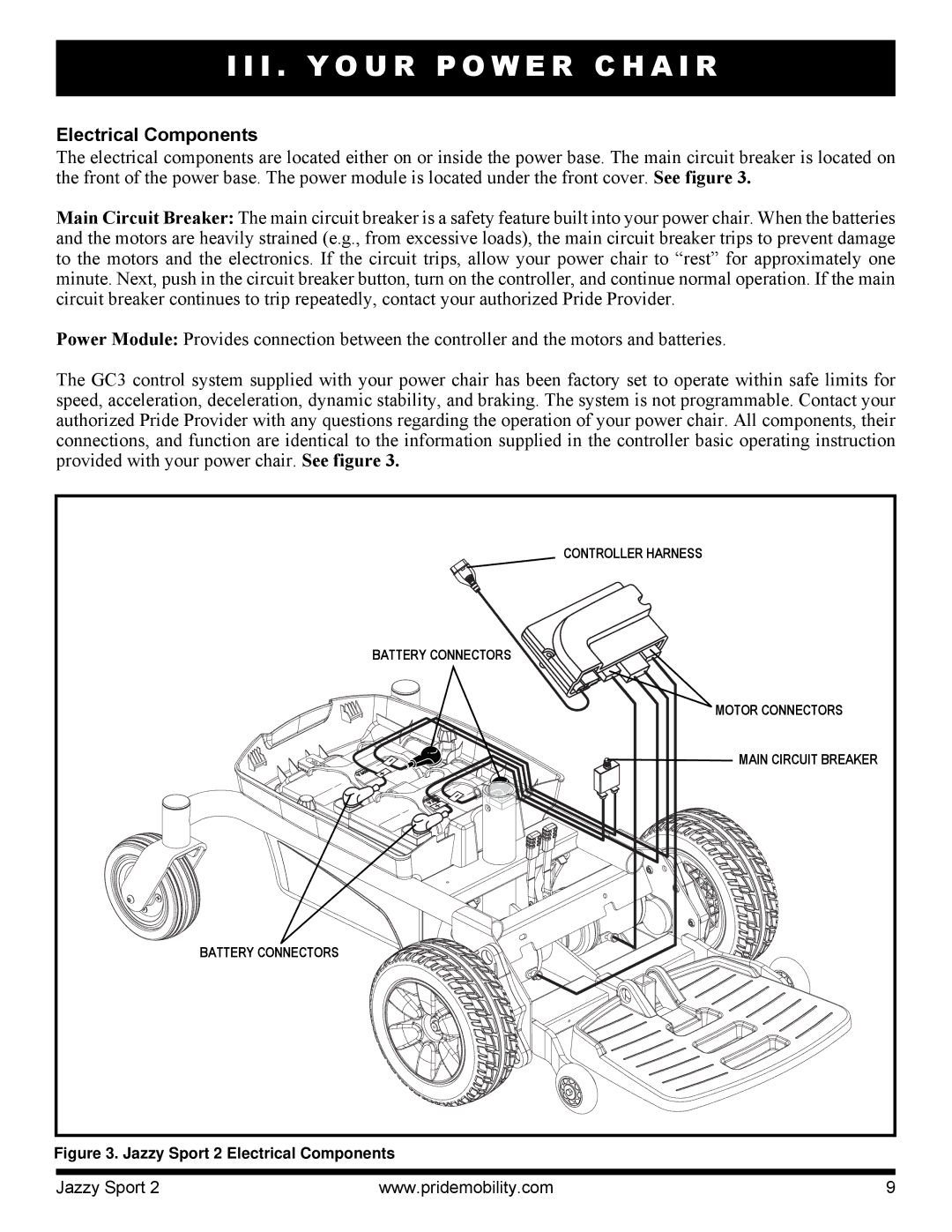 Pride Mobility manual Jazzy Sport 2 Electrical Components 