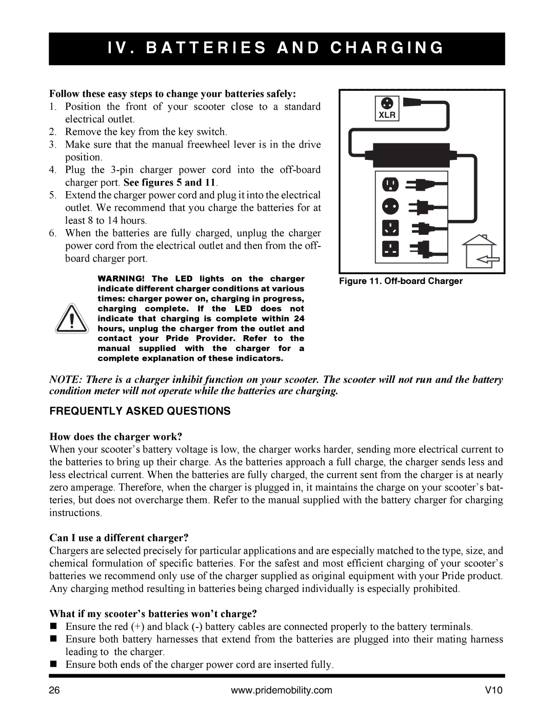 Pride Mobility v10 manual Frequently Asked Questions 