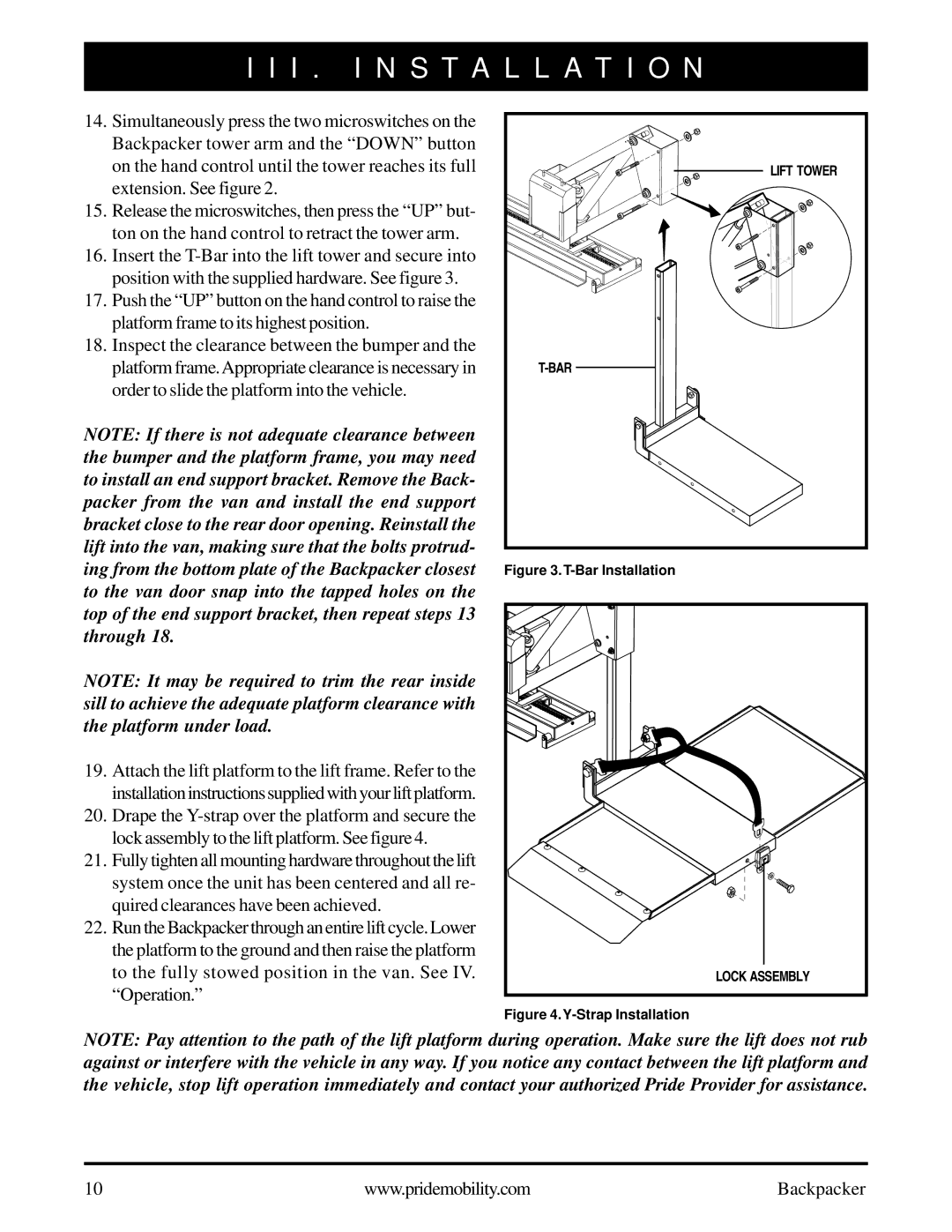 Pride Mobility Wheelchair/Scooter Lift manual Bar 