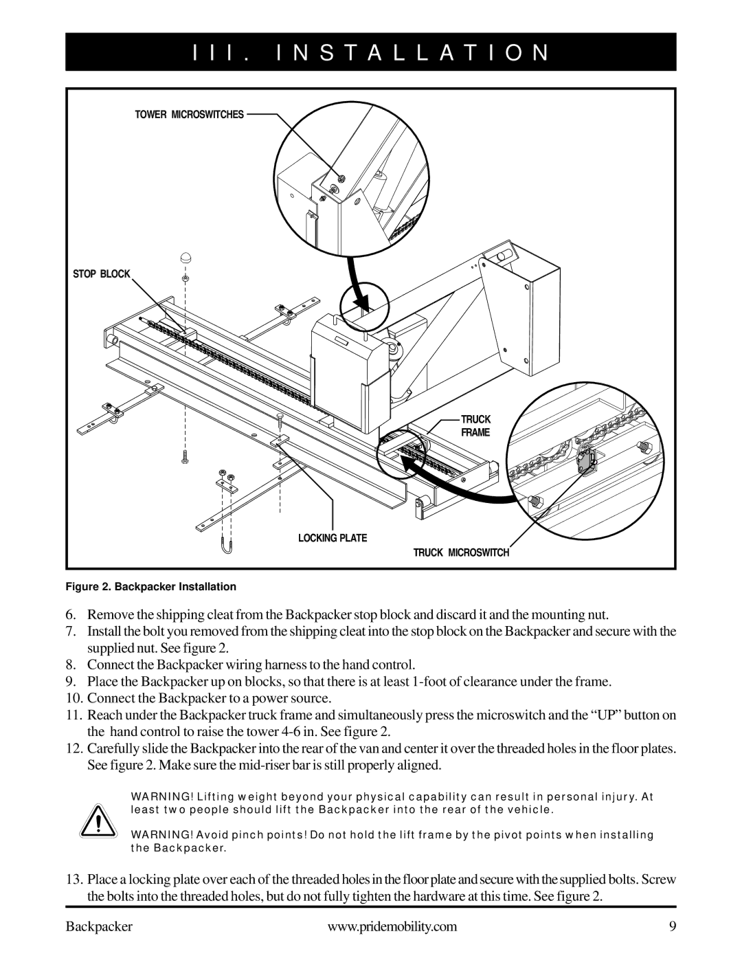 Pride Mobility Wheelchair/Scooter Lift manual Tower Microswitches 