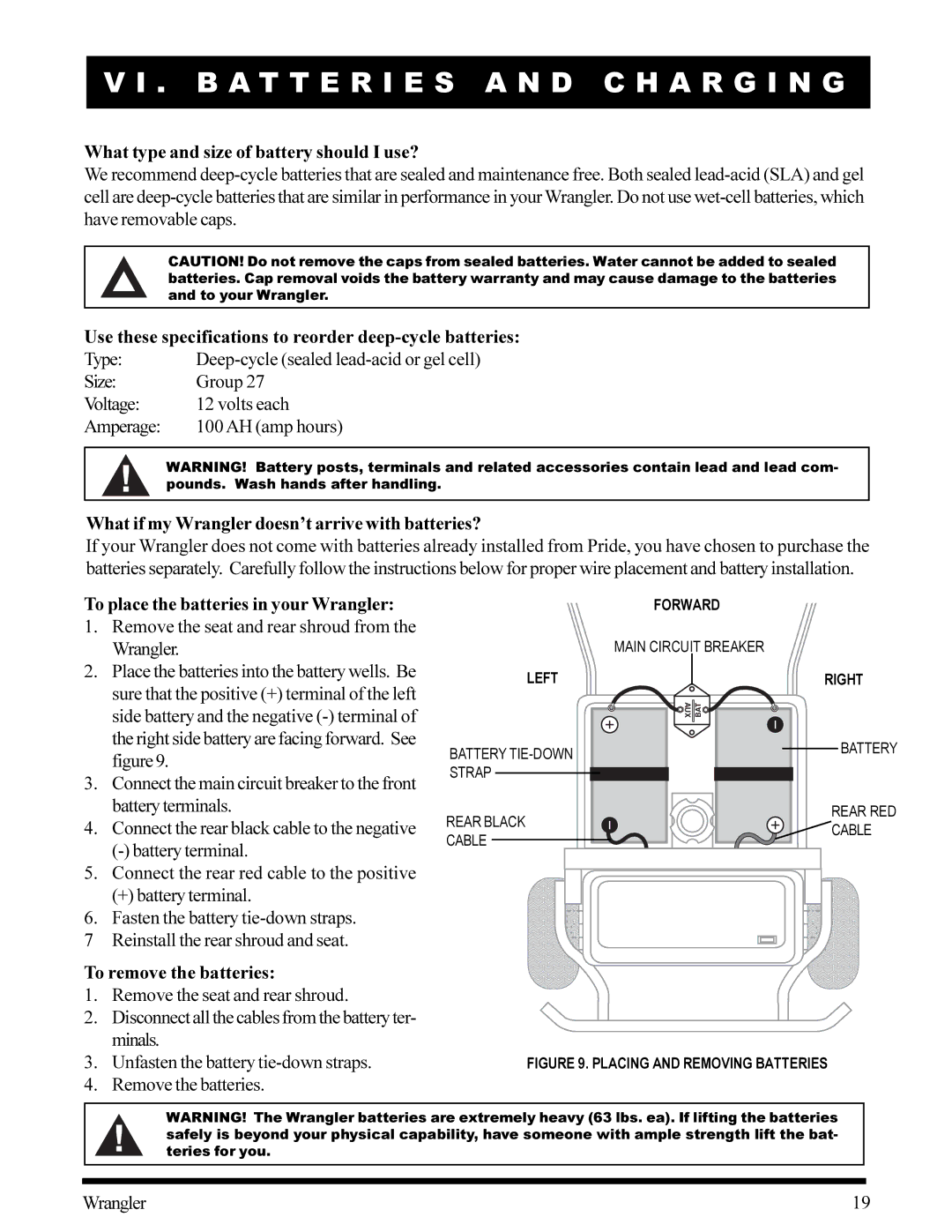 Pride Mobility What type and size of battery should I use?, What if my Wrangler doesn’t arrive with batteries? 