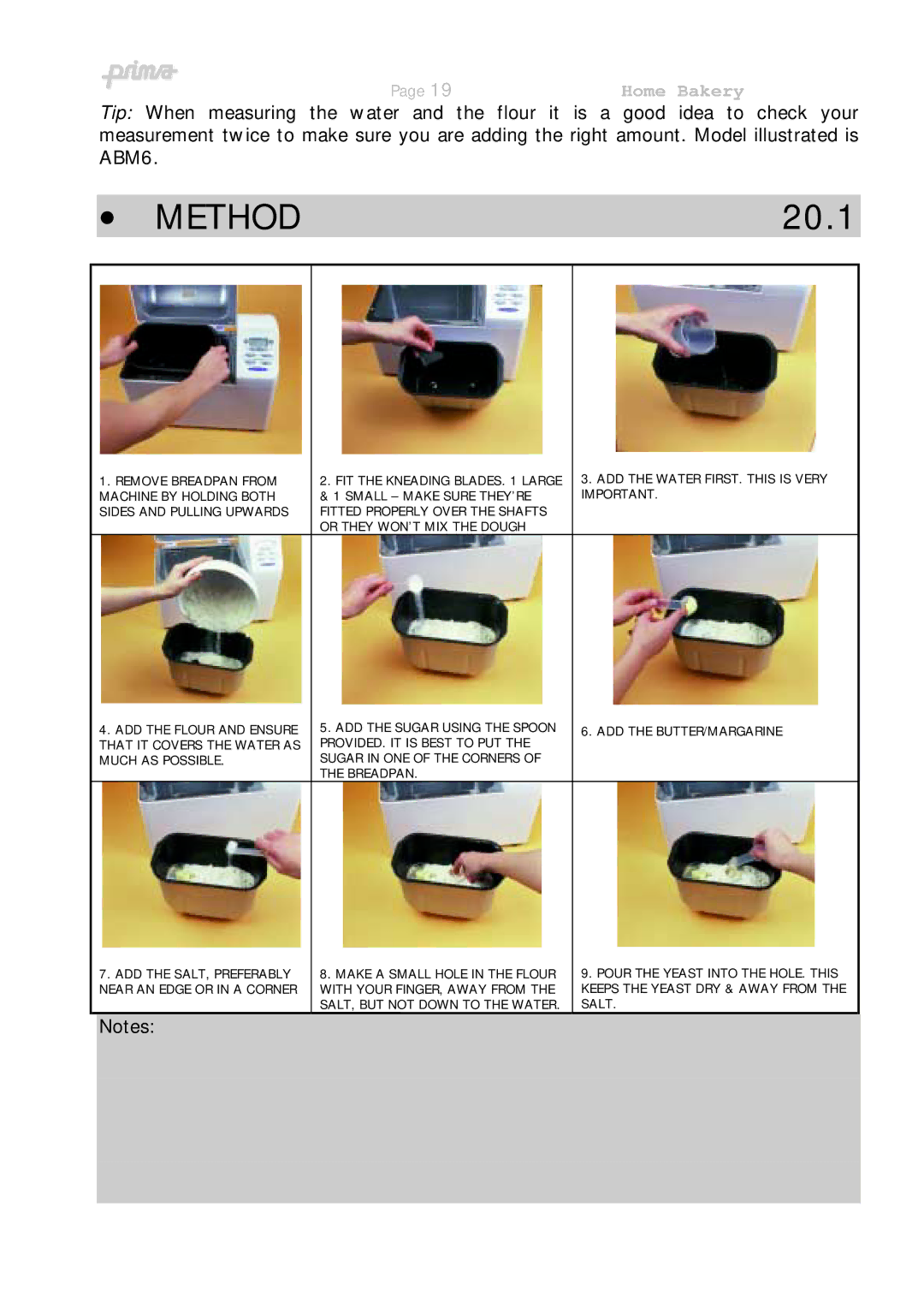 Prima ABM 7 instruction manual Method, 20.1 