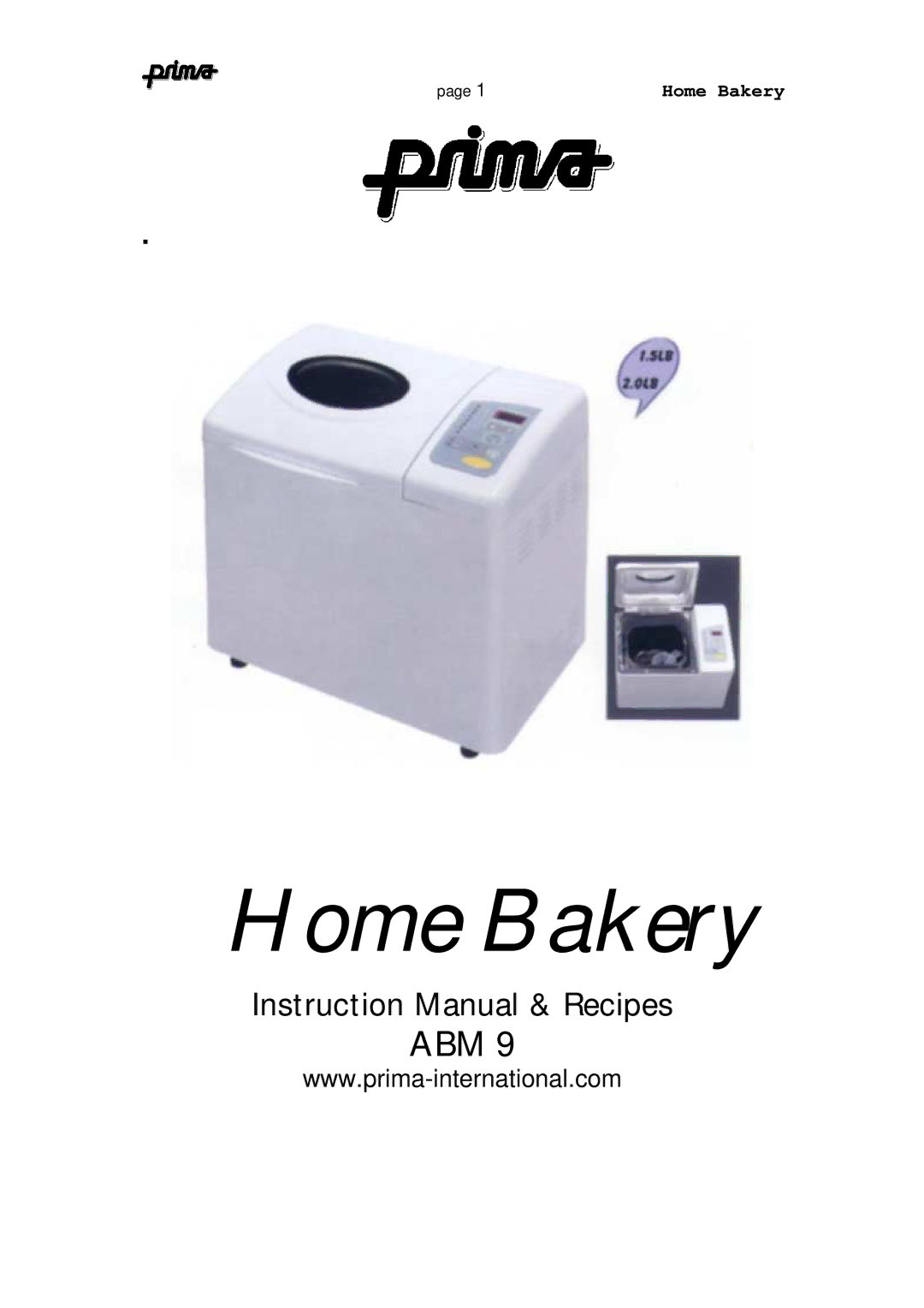 Prima ABM 9 instruction manual Abm 