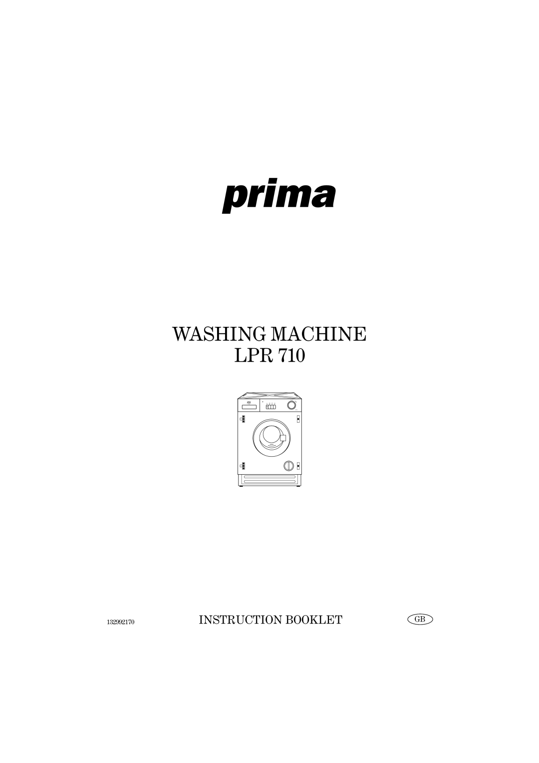 Prima Donna Designs LPR 710 manual Washing Machine 