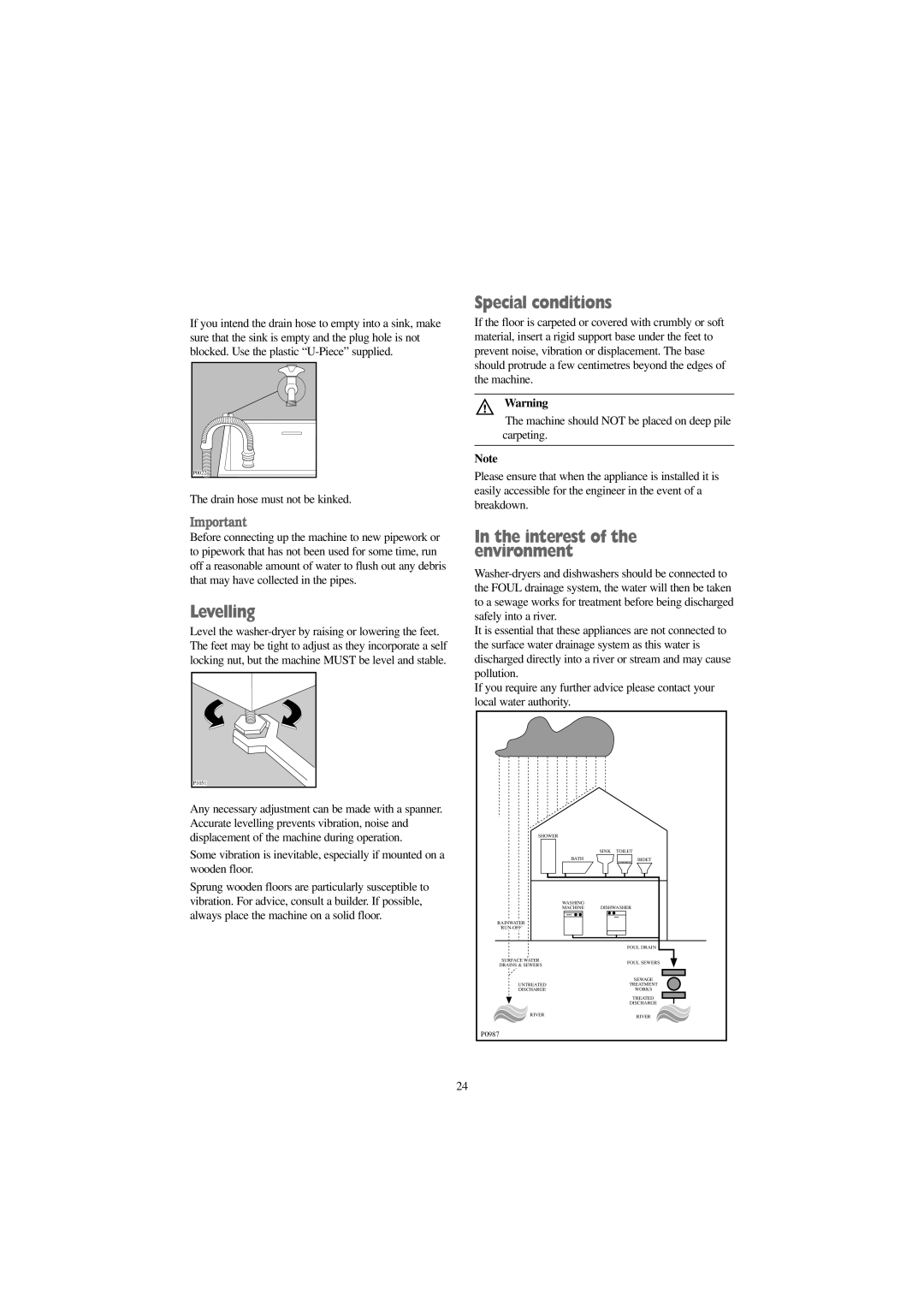 Prima Donna Designs LPR 710 manual Levelling, Special conditions, Interest of the environment 