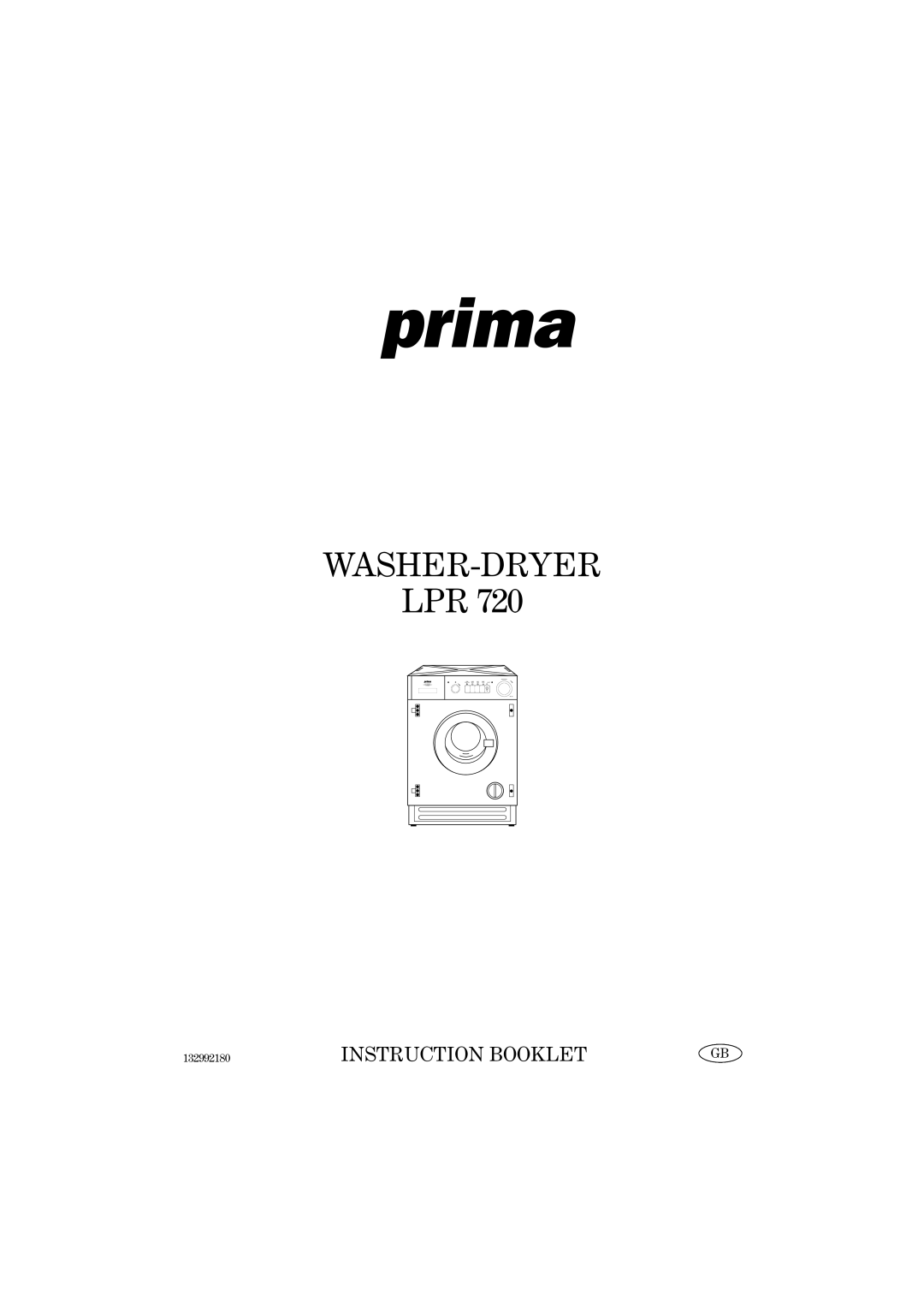 Prima Donna Designs LPR 720 manual Washer-Dryer 