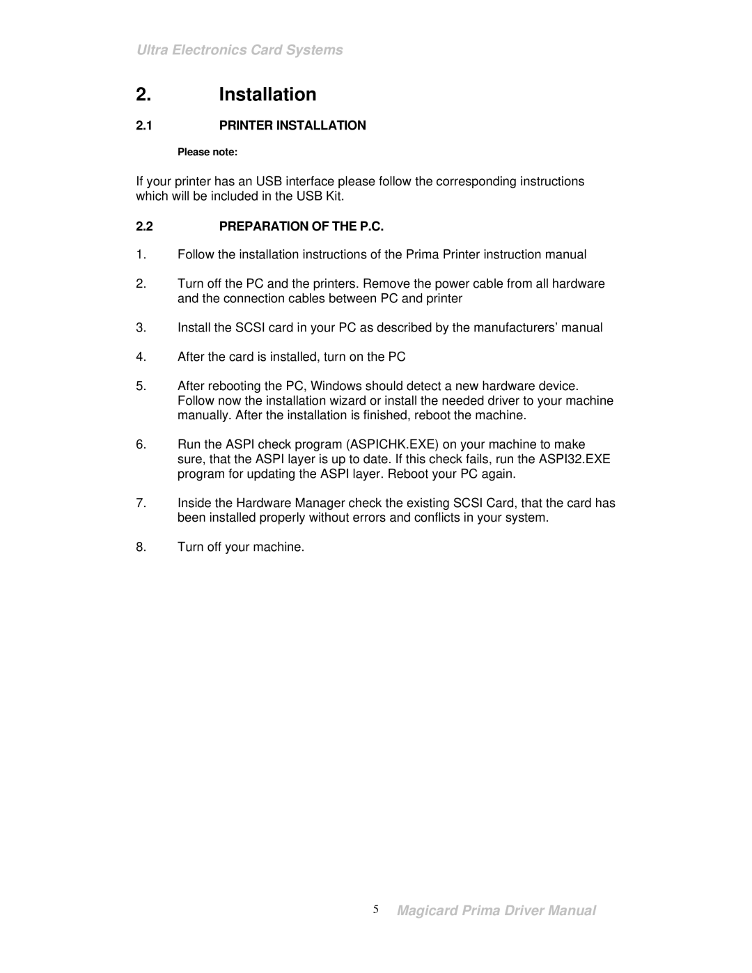 Prima ID Card Printer manual Installation 