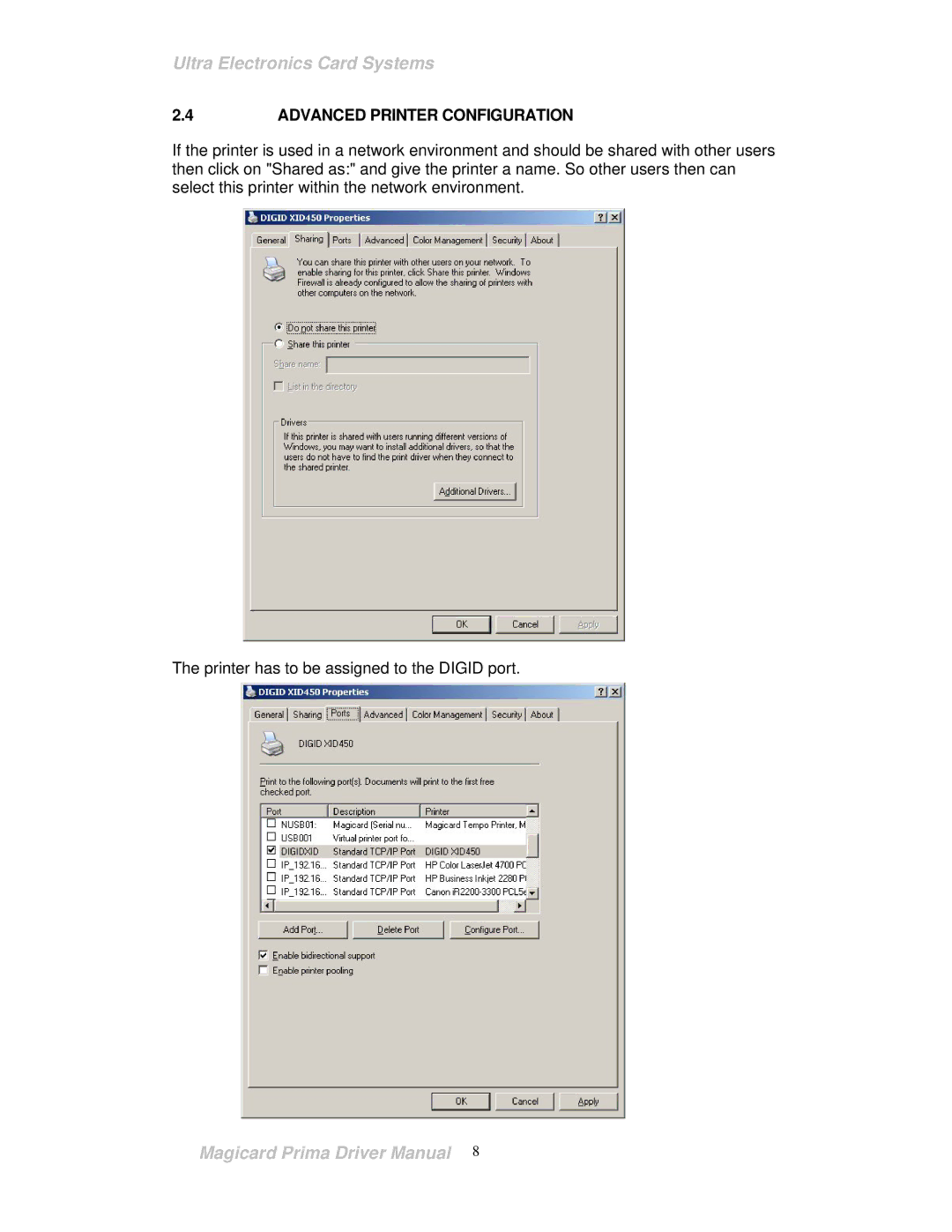 Prima ID Card Printer manual Advanced Printer Configuration 