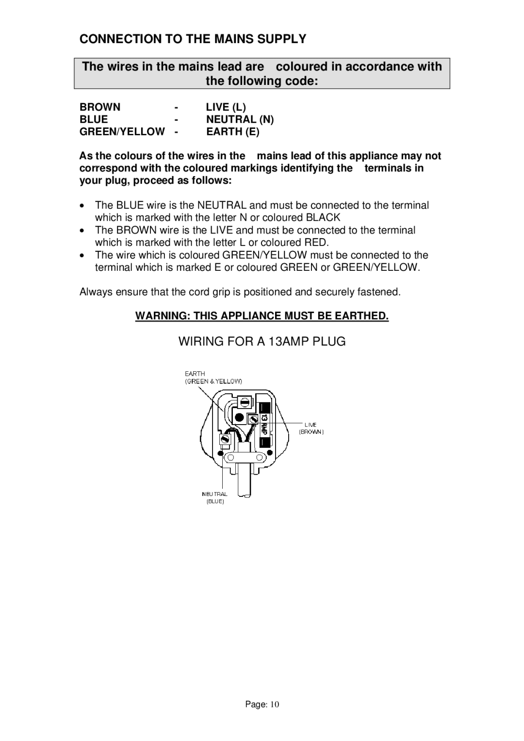 Prima PSO003 manual Connection to the Mains Supply 