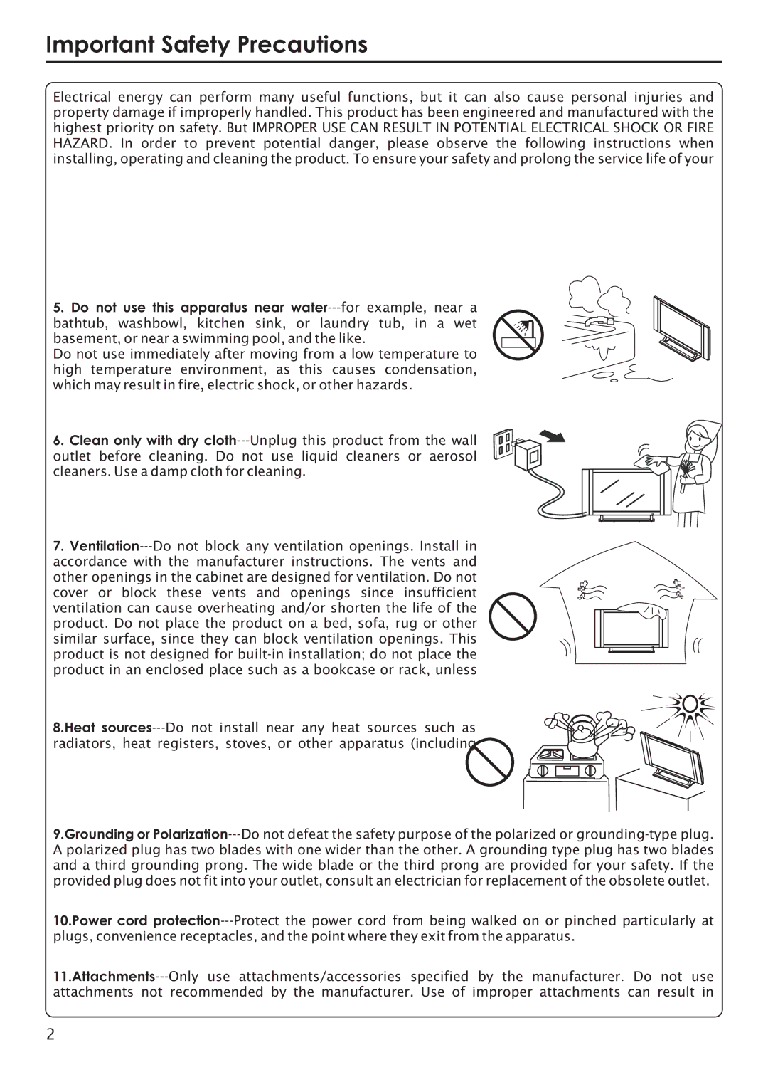 Primate Systems PDP TV manual Important Safety Precautions 