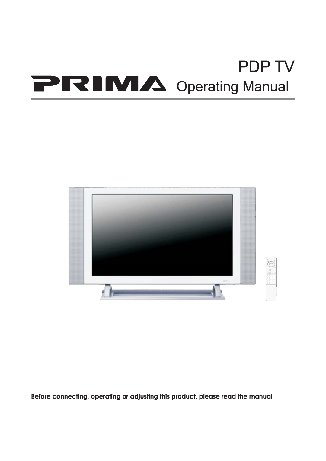 Primate Systems PDP TV manual Pdp Tv, Operating Manual 