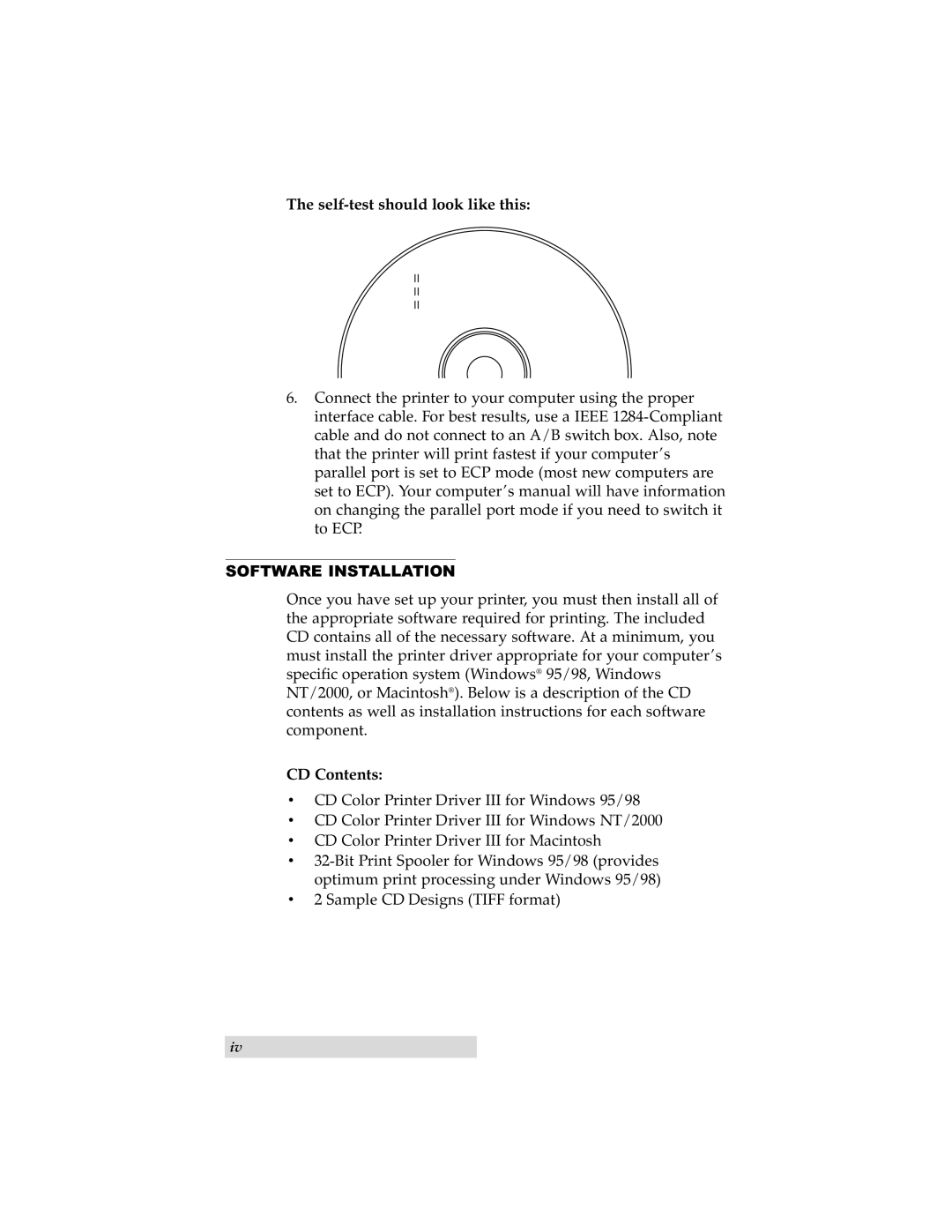 Primera Technology 000424-510171-(05) manual Self-test should look like this, Software Installation, CD Contents 