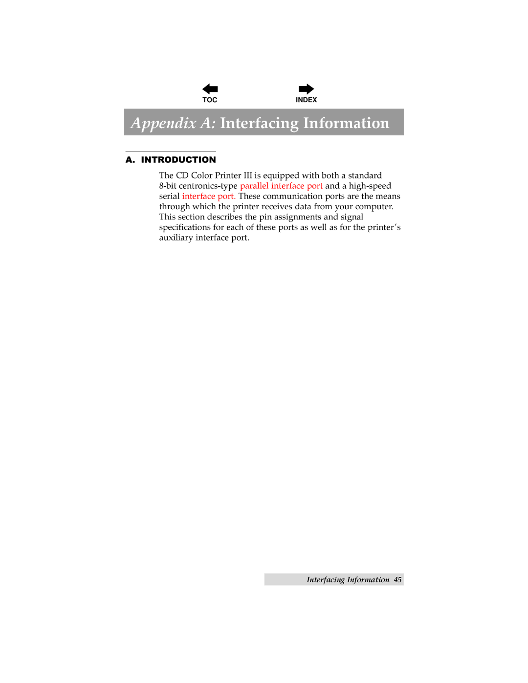 Primera Technology 000424-510171-(05) manual Appendix a Interfacing Information, Introduction 