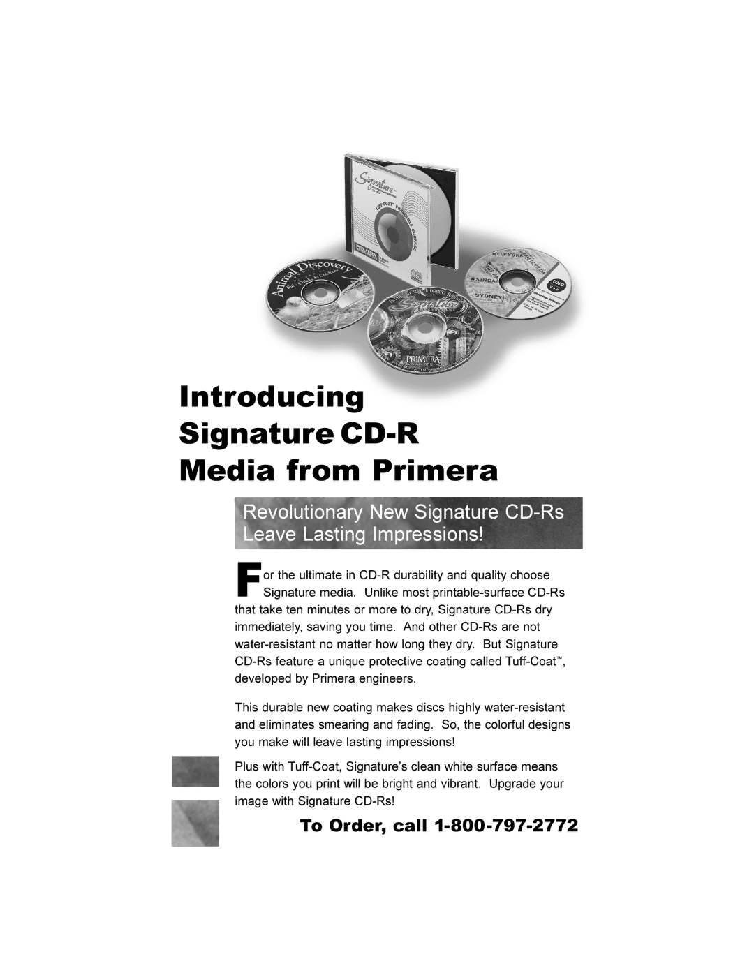 Primera Technology 000424-510171-(05) manual Introducing Signature CD-R Media from Primera 