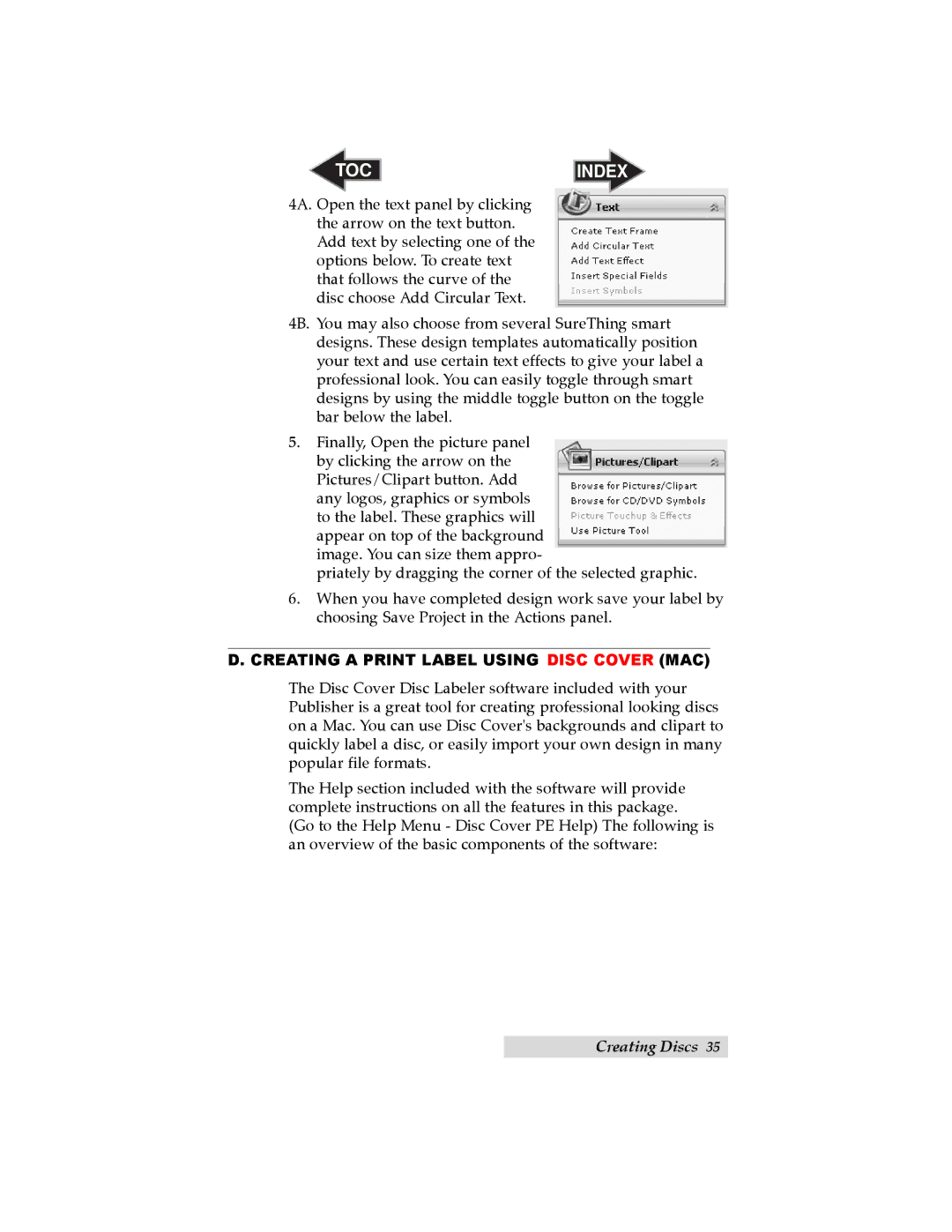 Primera Technology 032910-511262 user manual Creating a Print Label Using Disc Cover MAC 