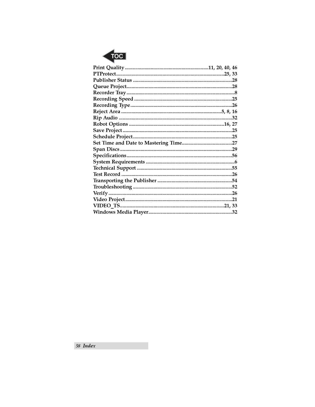 Primera Technology 032910-511262 user manual Print Quality 11, 20, 40, Reject Area 