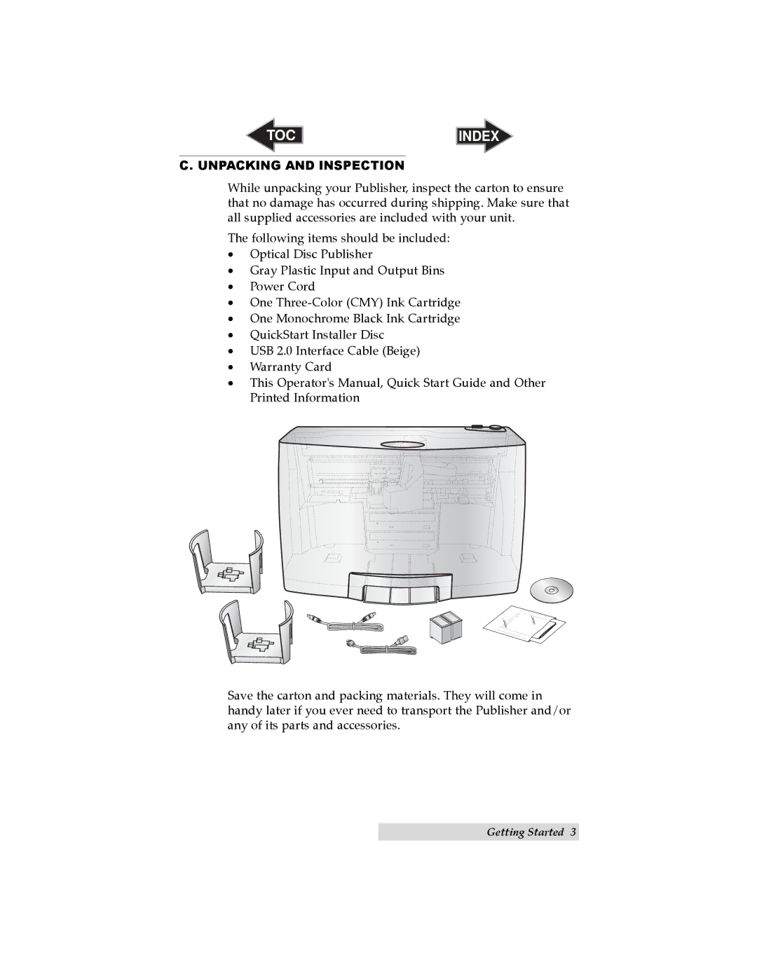 Primera Technology 032910-511262 user manual Unpacking and Inspection 