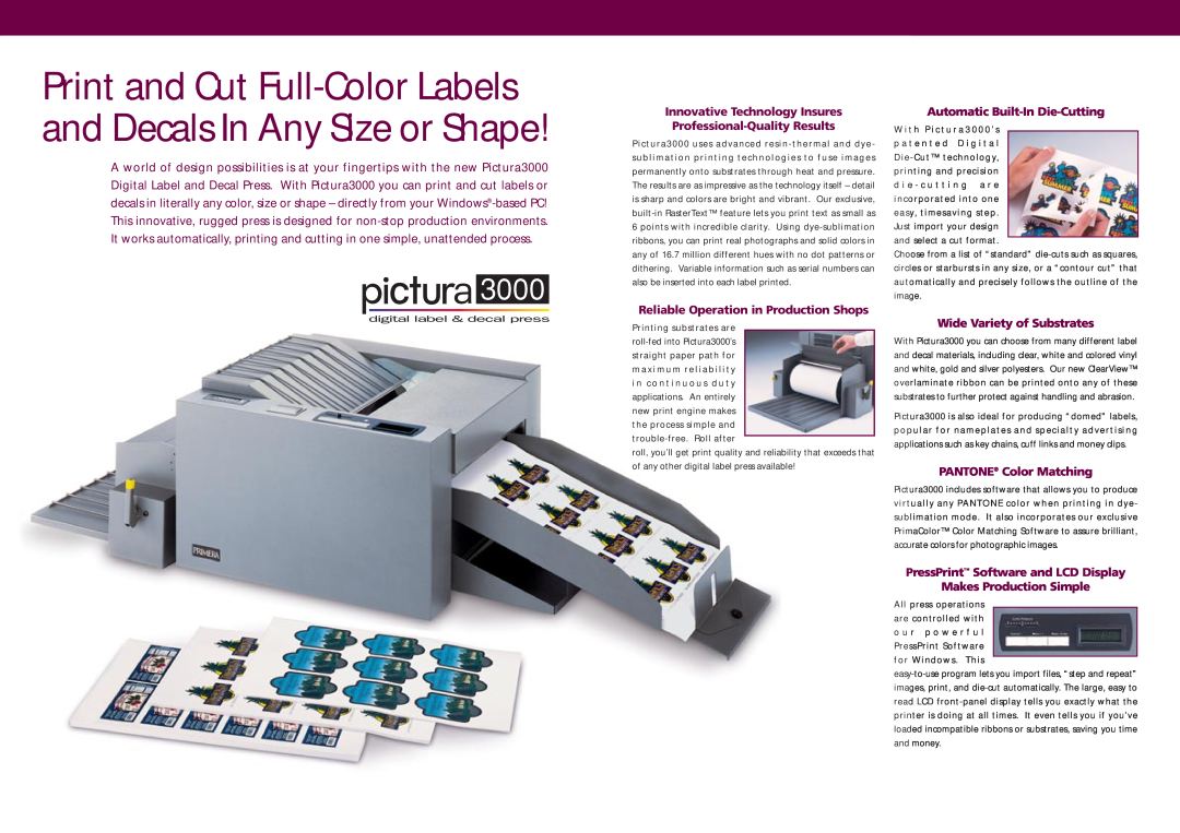 Primera Technology 3000 Print and Cut Full-Color Labels and Decals In Any Size or Shape, Automatic Built-In Die-Cutting 