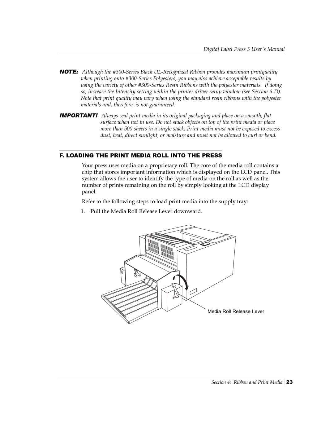 Primera Technology 510212 manual Loading the Print Media Roll Into the Press 