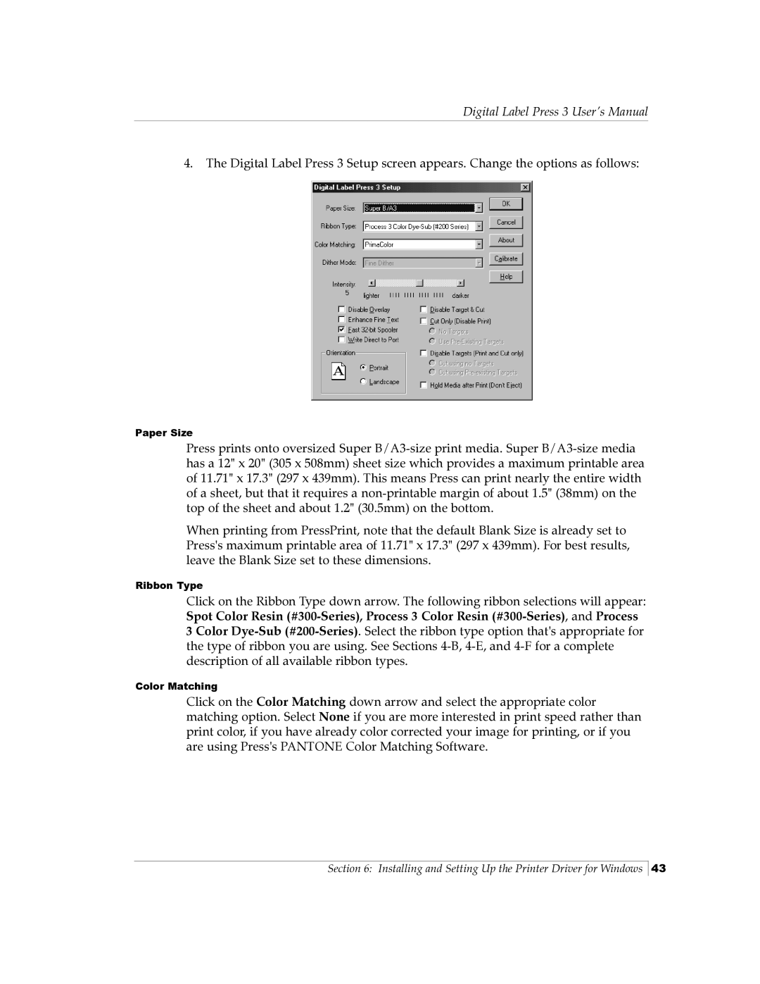 Primera Technology 510212 manual Paper Size 