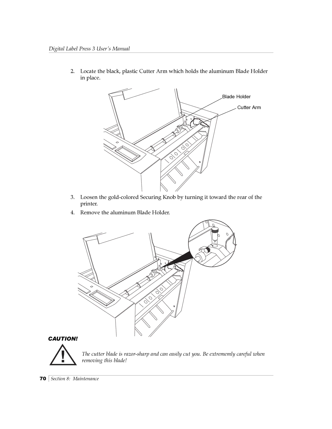 Primera Technology 510212 manual Blade Holder Cutter Arm 