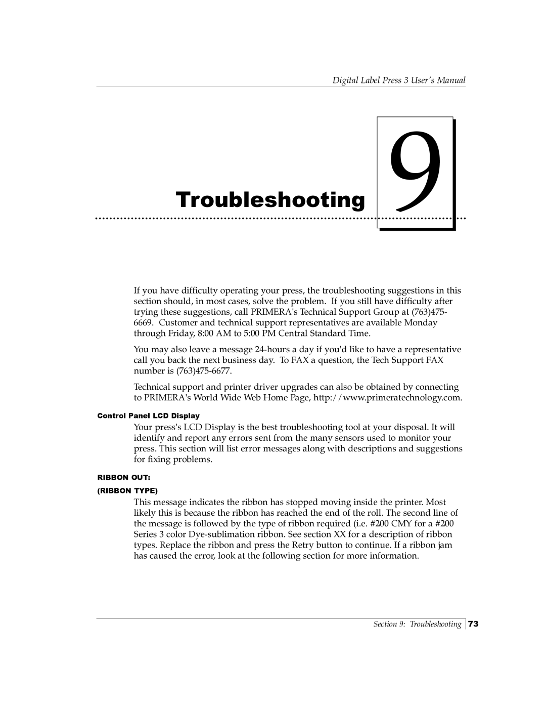 Primera Technology 510212 manual Troubleshooting 