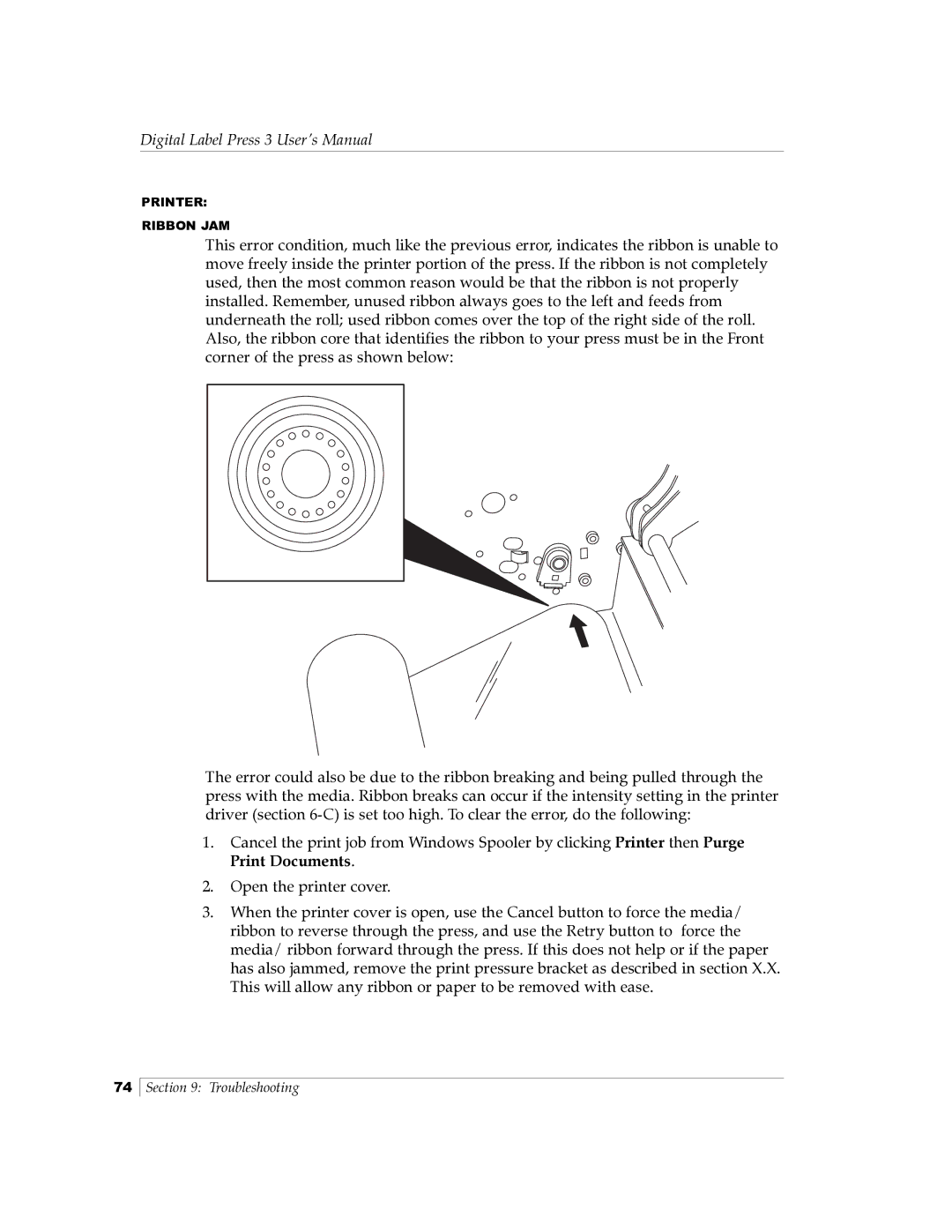 Primera Technology 510212 manual Printer Ribbon JAM 