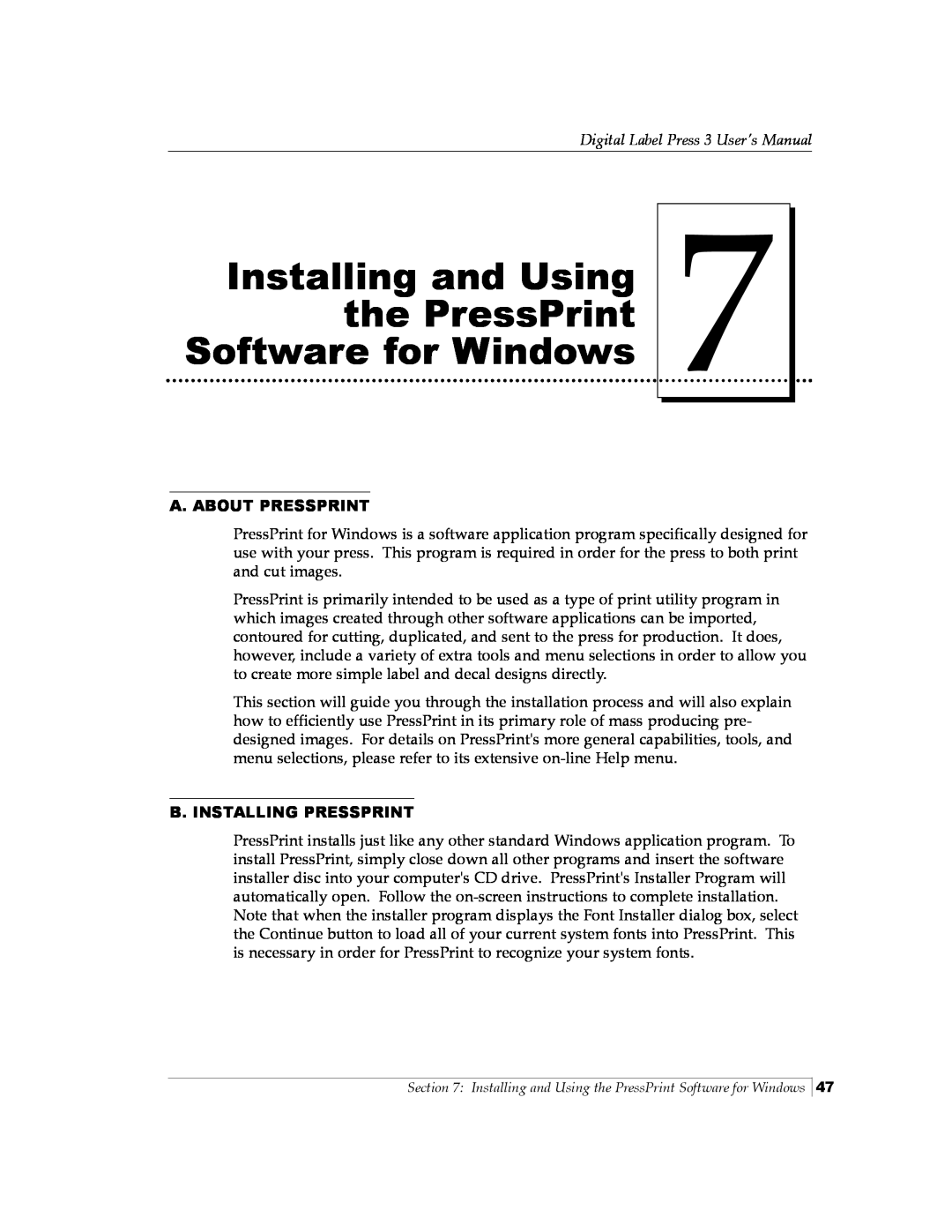 Primera Technology 510212 manual Installing and Using the PressPrint Software for Windows, A. About Pressprint 