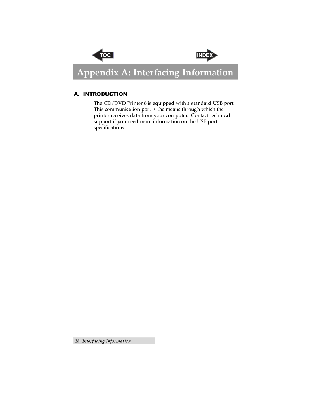 Primera Technology 6 user manual Appendix a Interfacing Information, Introduction 