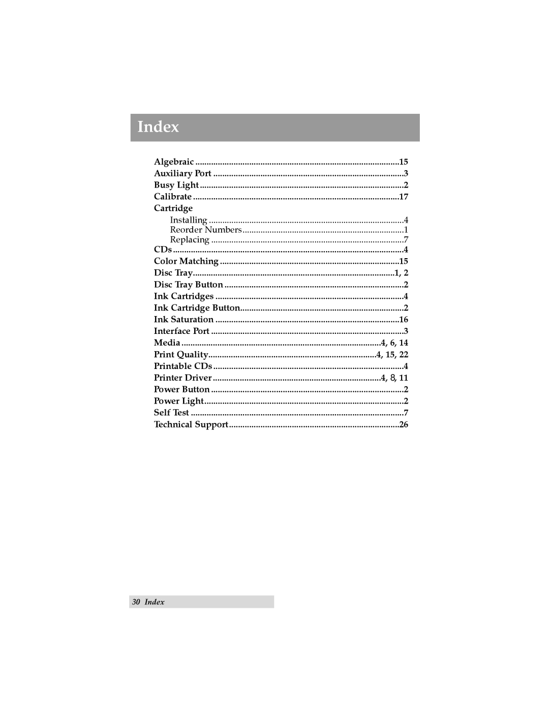 Primera Technology 6 user manual Index 