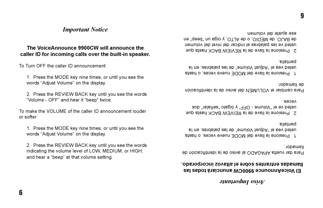 Primera Technology 9900CW manual Important Notice, Importante Aviso 