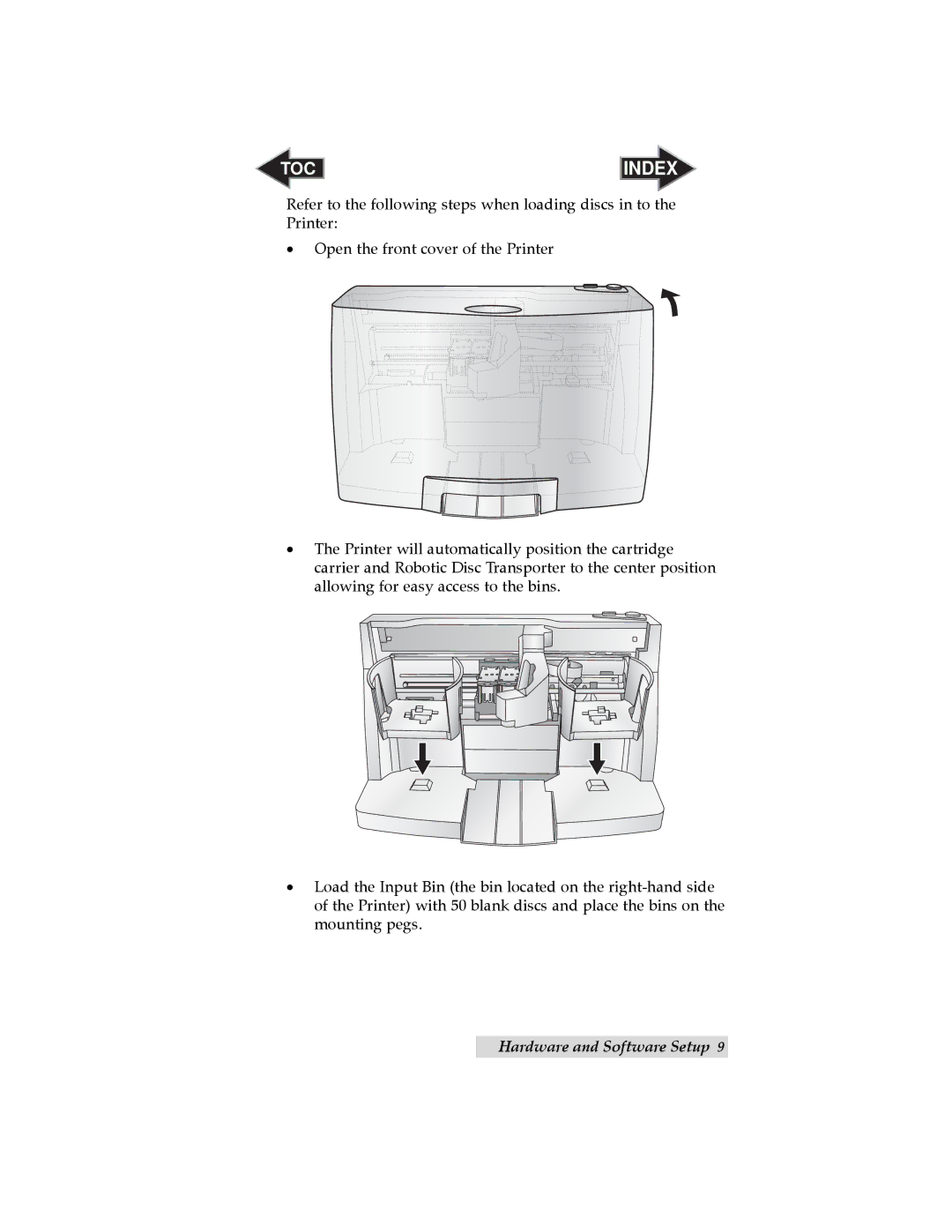 Primera Technology Automated Optical Disc Printing System user manual TOC Index 