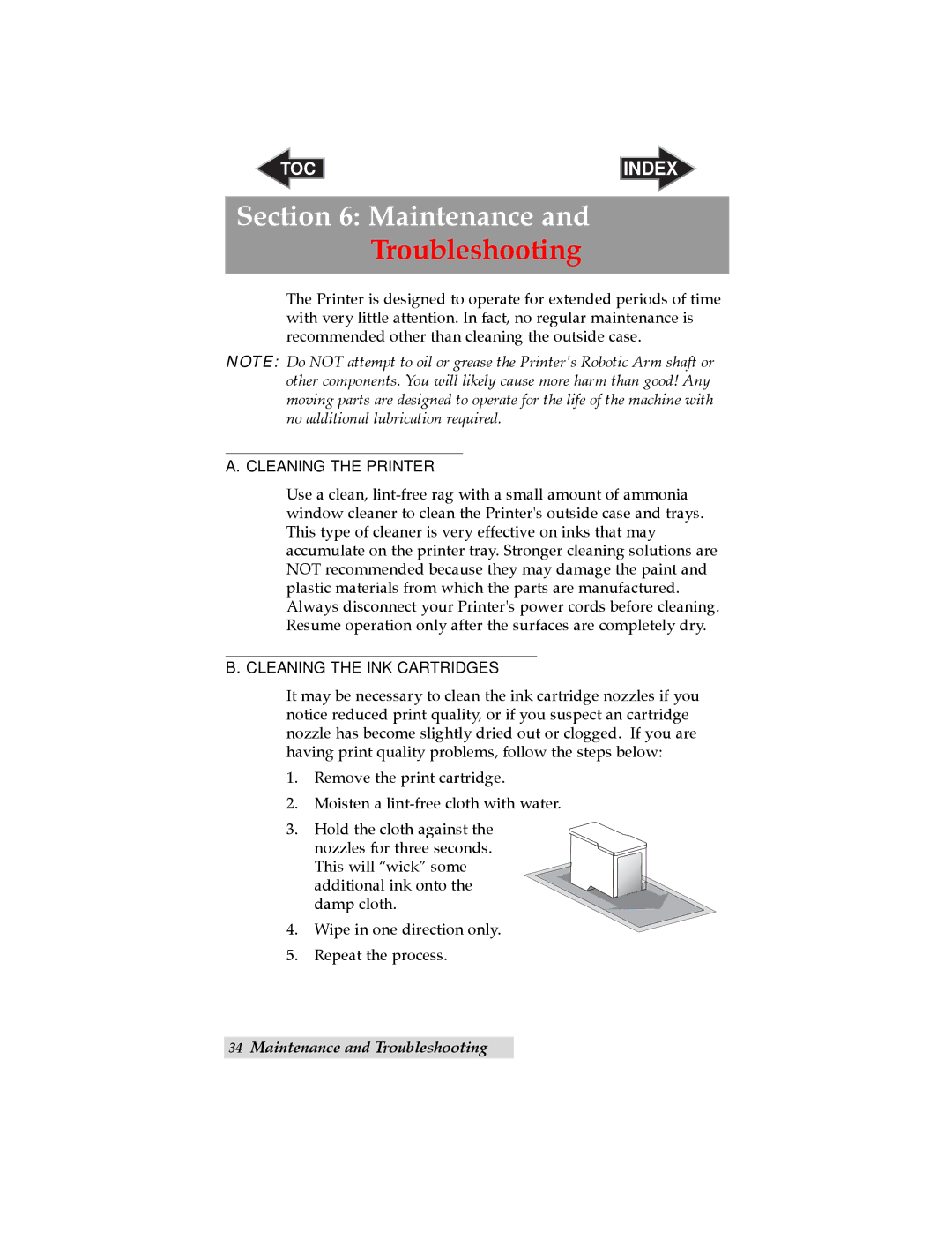 Primera Technology Automated Optical Disc Printing System Maintenance, Cleaning the Printer, Cleaning the INK Cartridges 