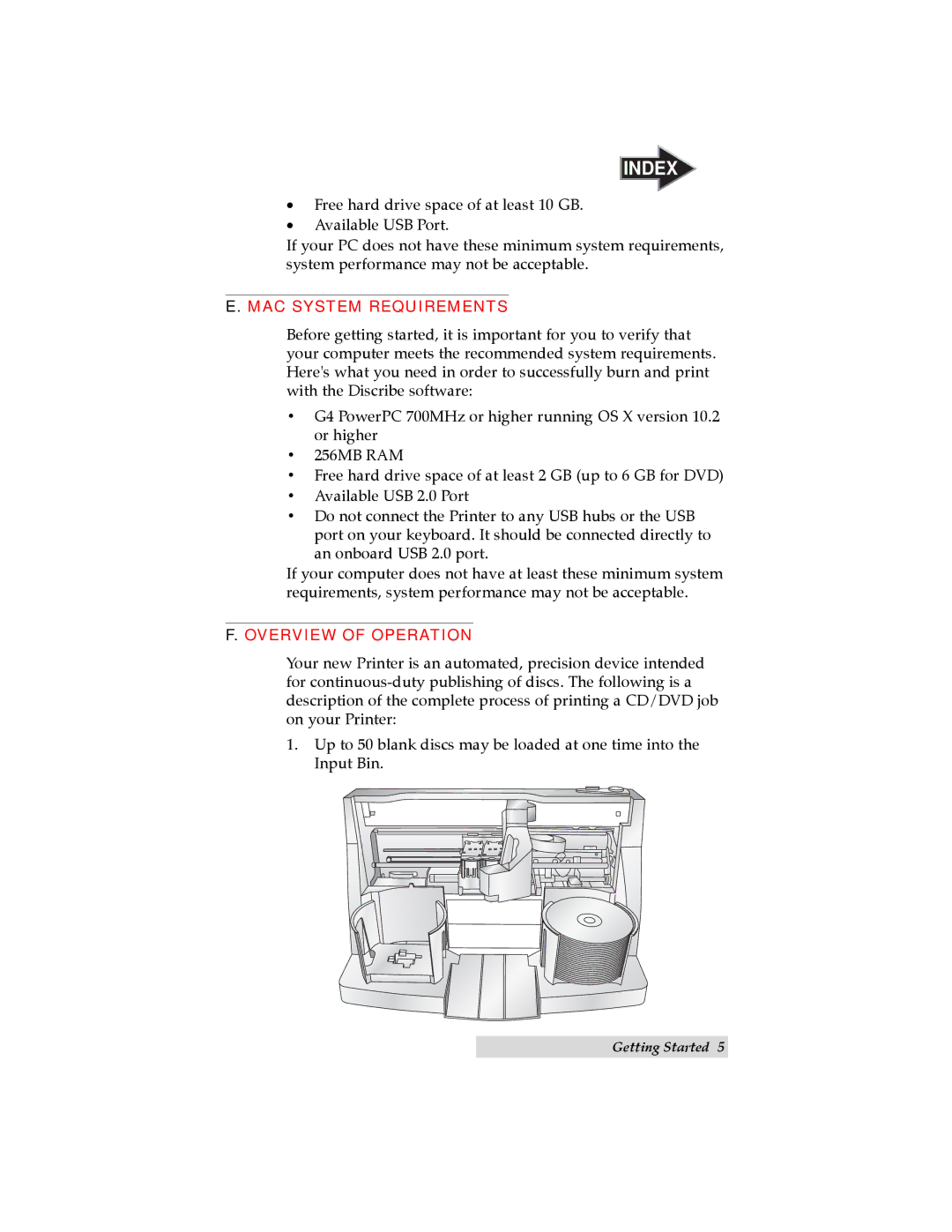 Primera Technology Automated Optical Disc Printing System user manual MAC System Requirements 