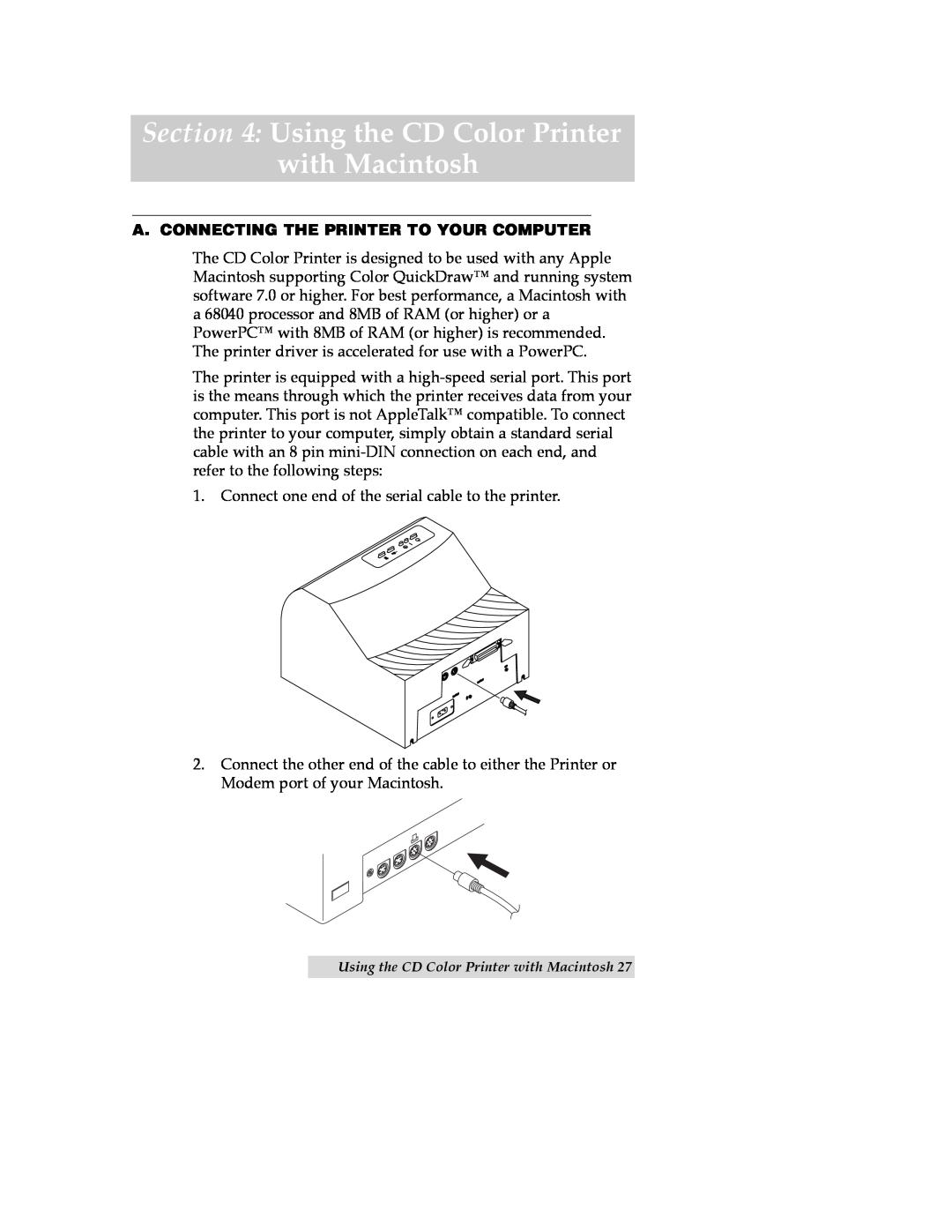 Primera Technology CD Color Printer II manual Using the CD Color Printer with Macintosh 