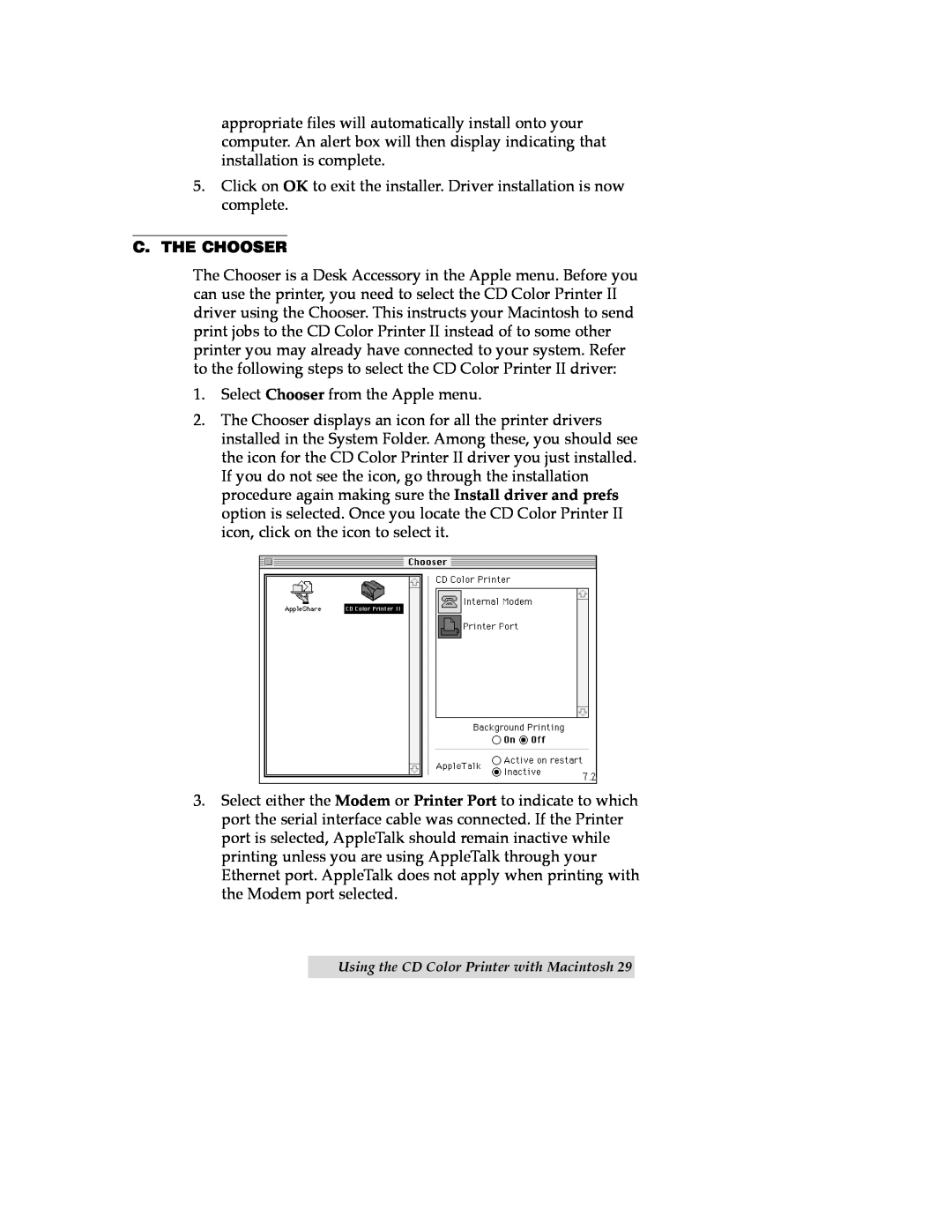 Primera Technology CD Color Printer II manual C. The Chooser 