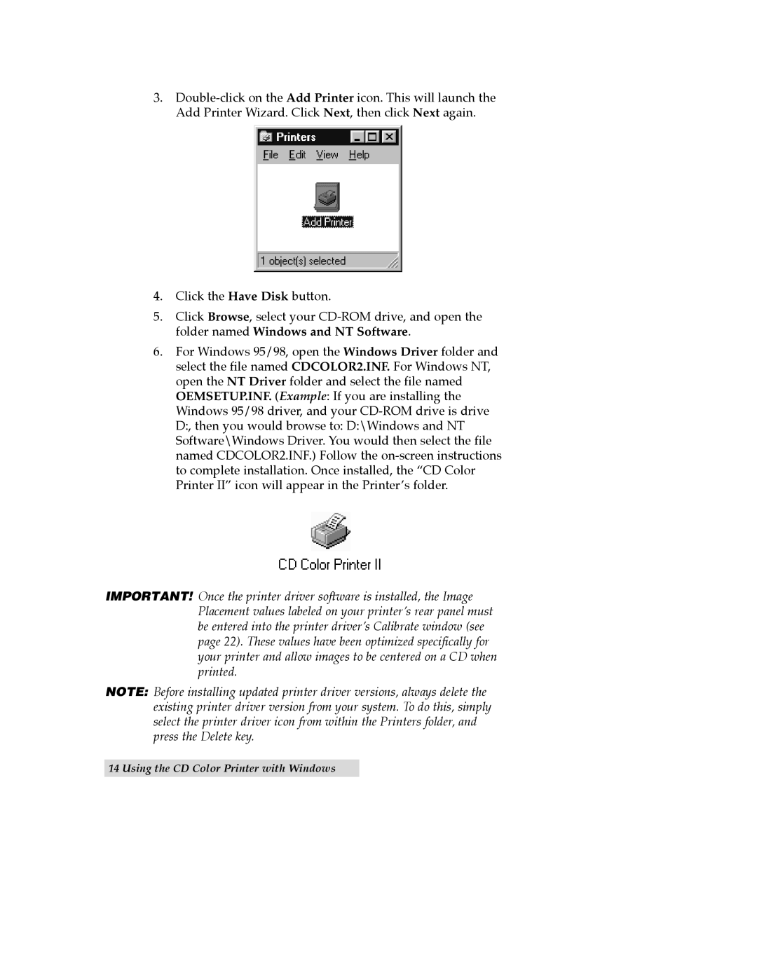 Primera Technology CD Color Printer II manual Using the CD Color Printer with Windows 