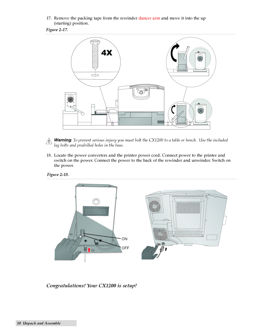 Primera Technology specifications Congratulations! Your CX1200 is setup 