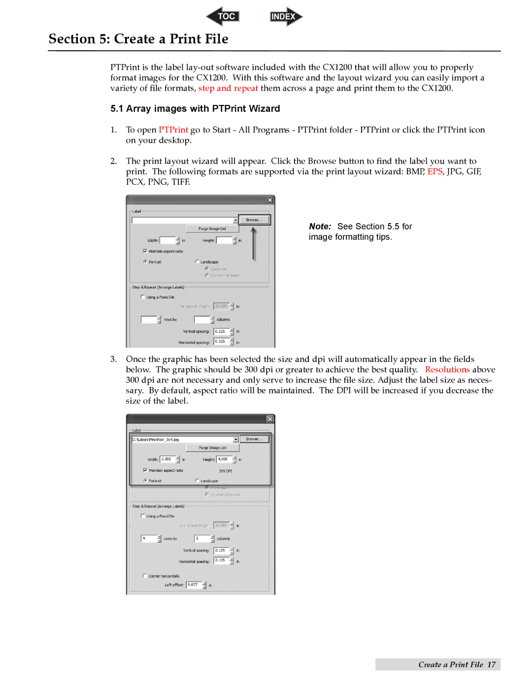 Primera Technology CX1200 specifications Create a Print File, Array images with PTPrint Wizard 