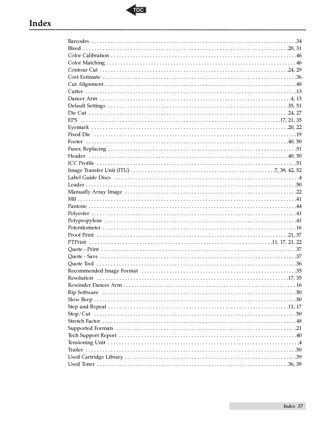 Primera Technology CX1200 specifications Index 