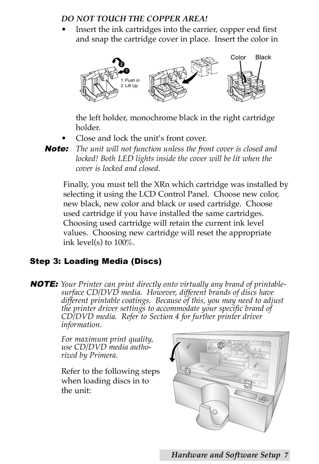 Primera Technology DP-XRn user manual Do not Touch the Copper Area, Loading Media Discs 