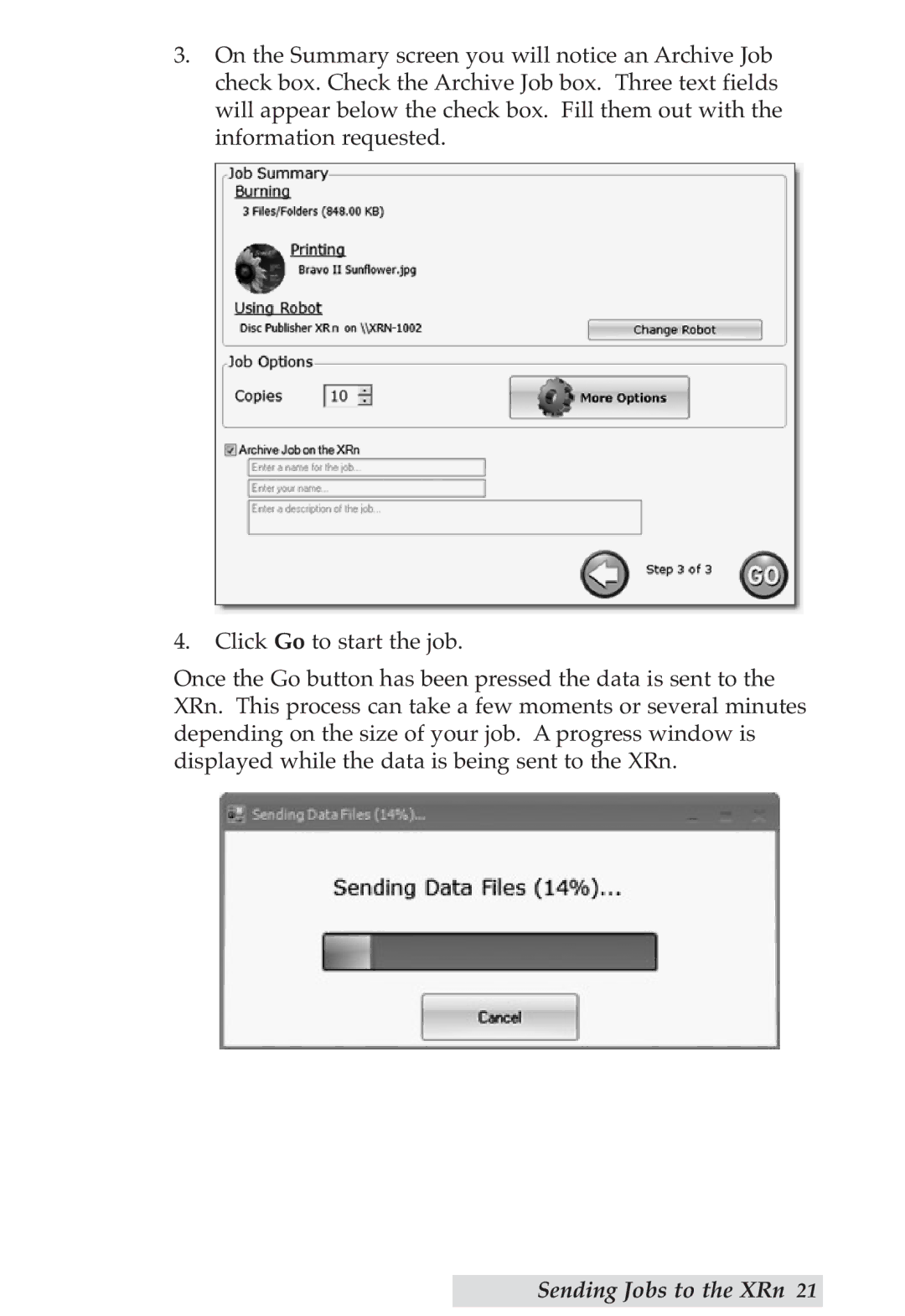 Primera Technology DP-XRn user manual Sending Jobs to the XRn 